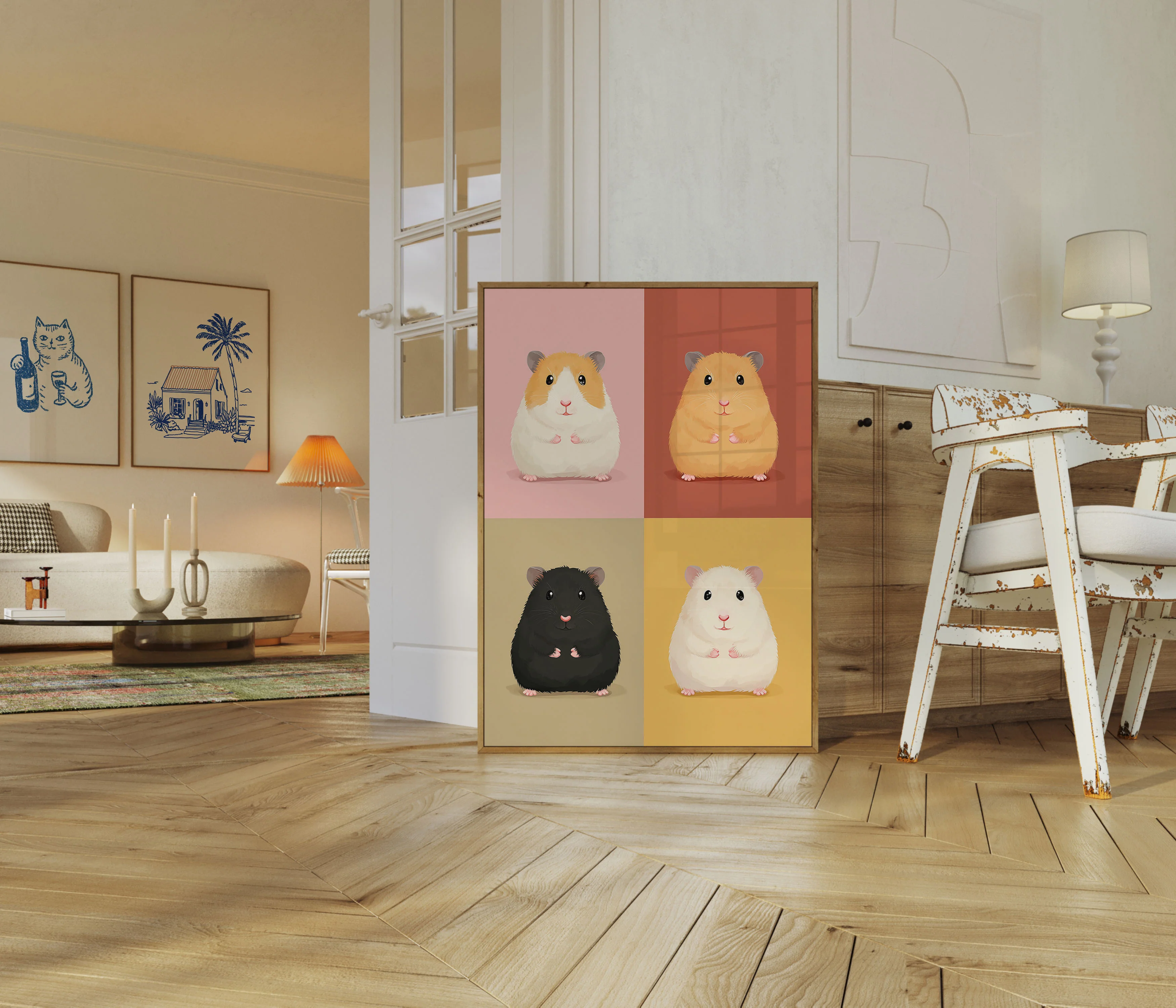 Colorful Chubby Hamster Quartet Poster - Image 5