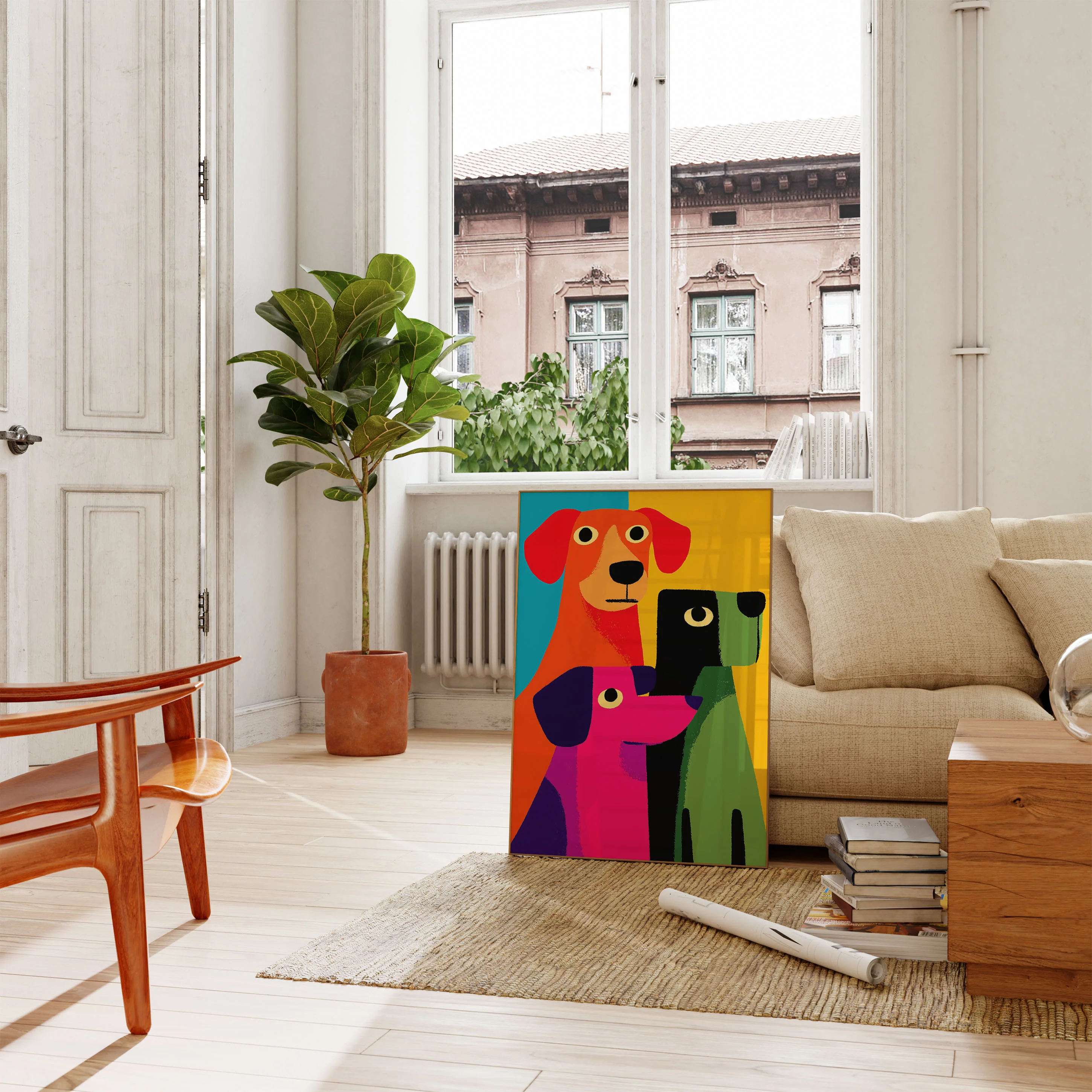 Colorful Dogs Abstract Poster - Image 2