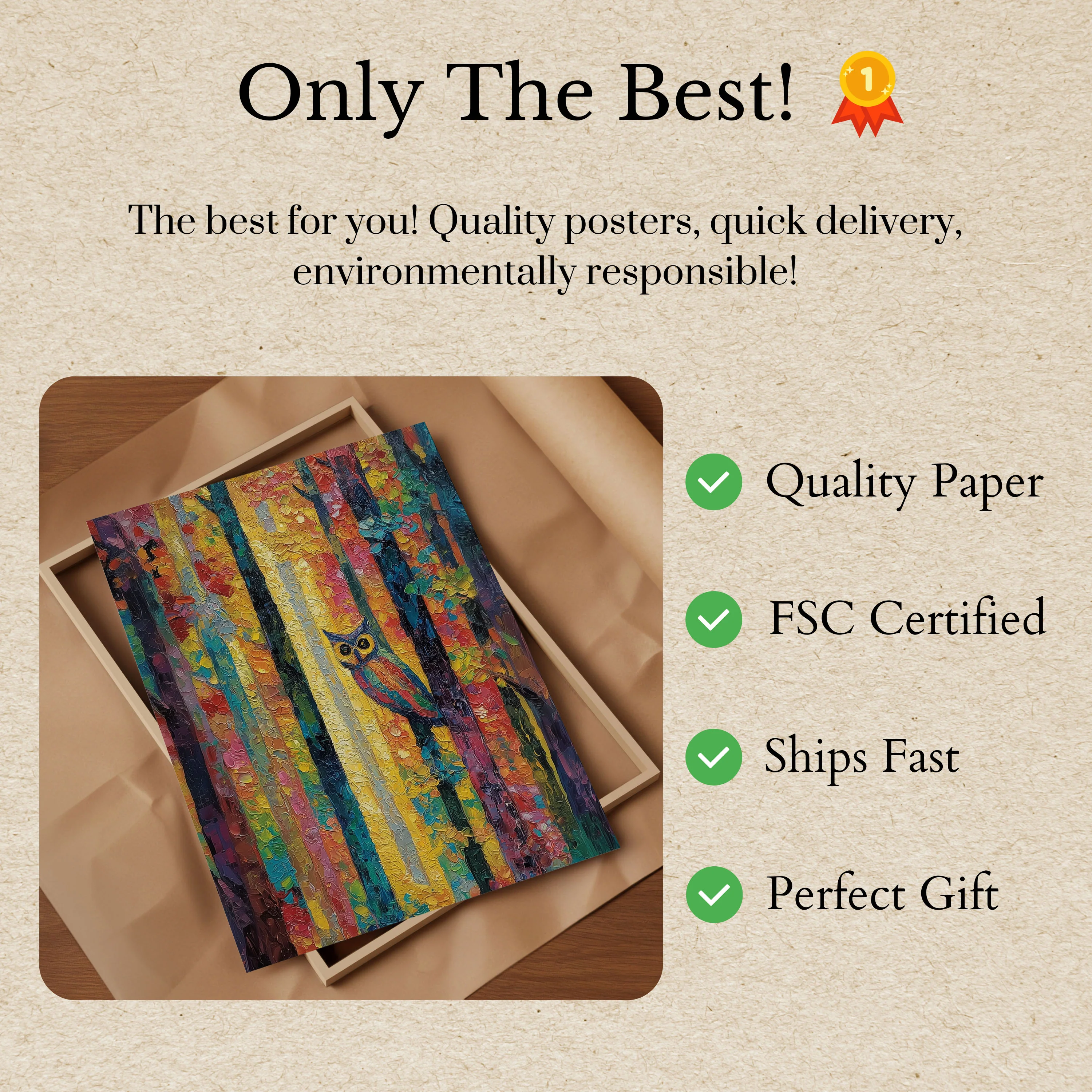 Colorful Forest Owl Poster - Image 3