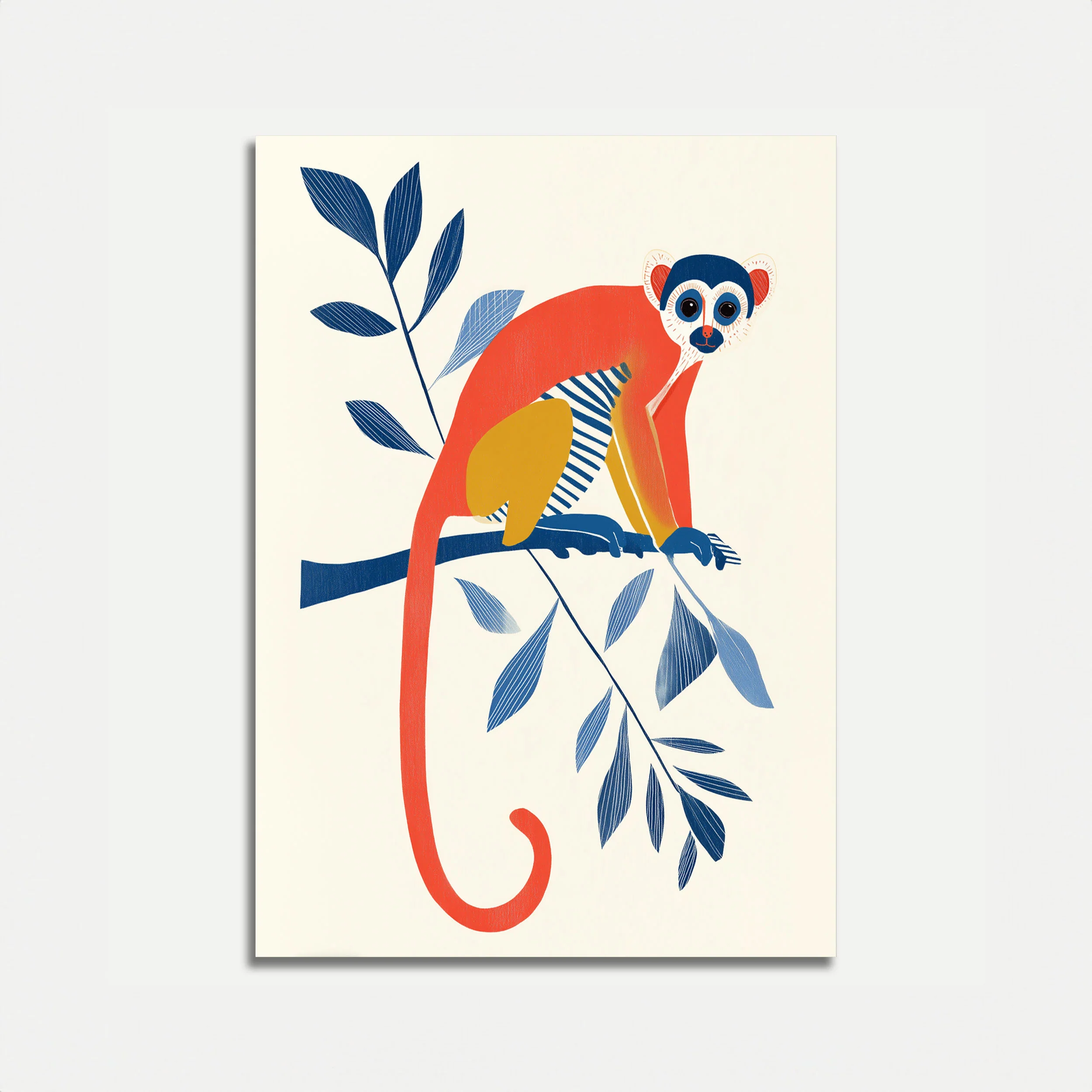 Colorful Monkey on Branch Poster