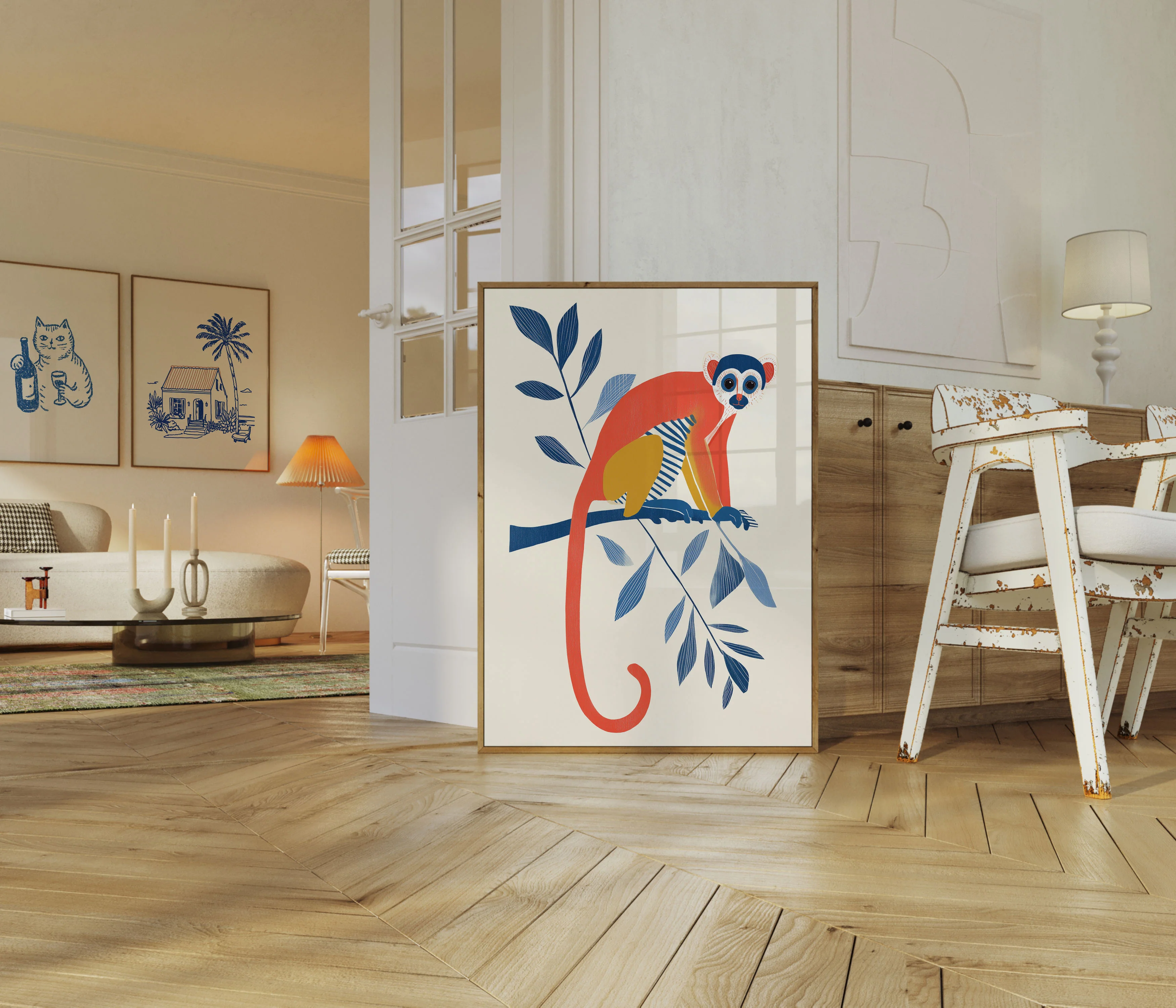 Colorful Monkey on Branch Poster - Image 5