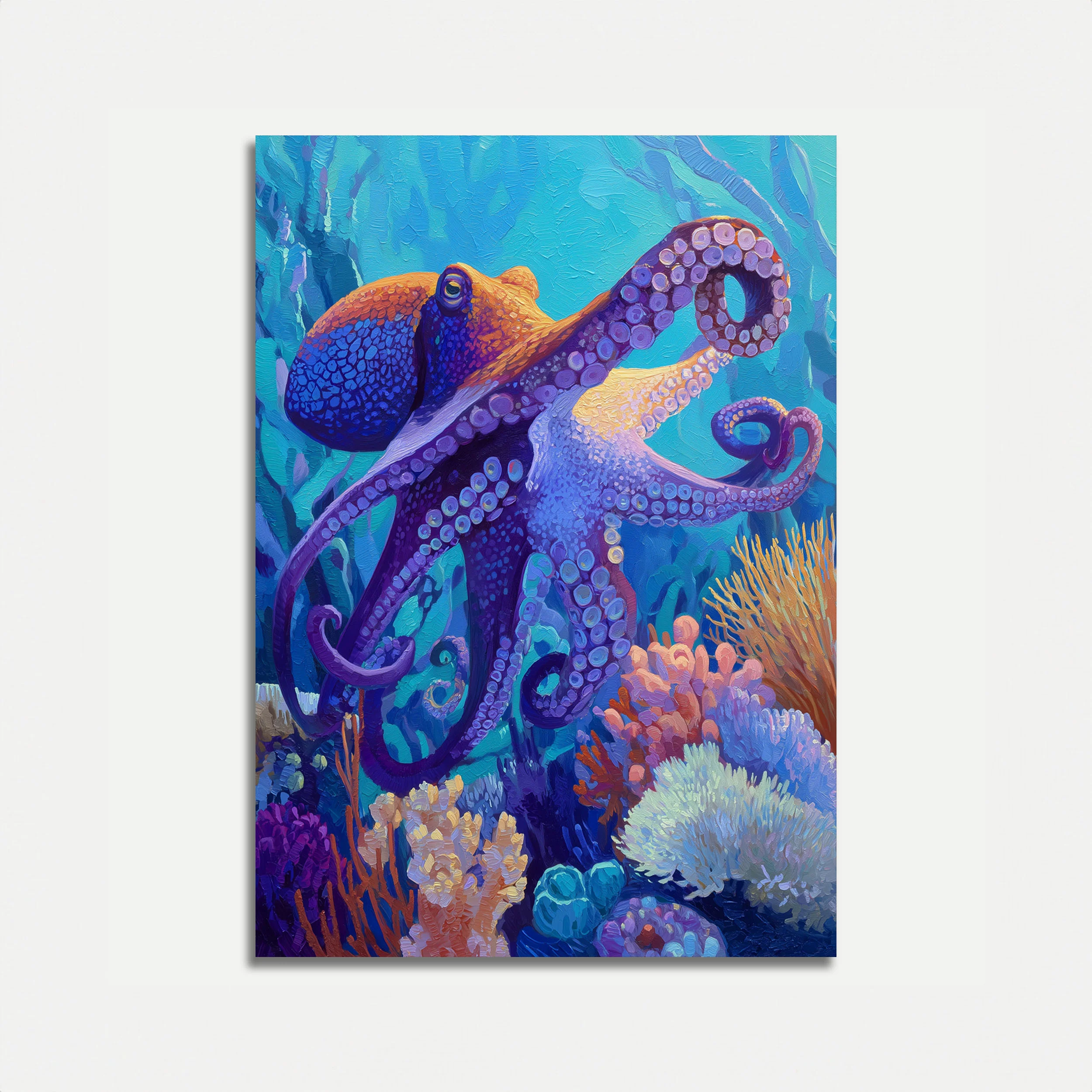 Colorful Octopus Underwater Poster