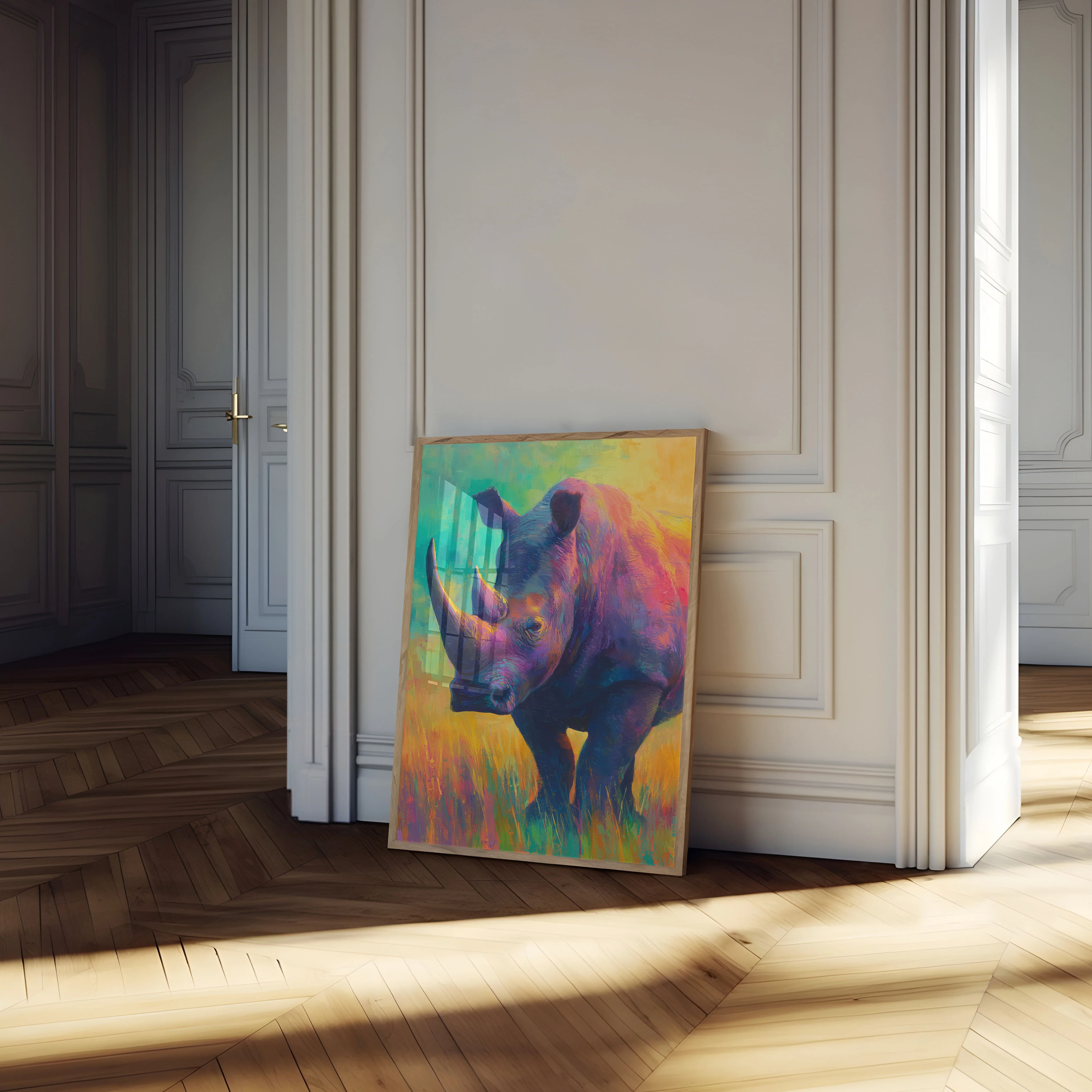 Colorful Rhino Wildlife Art Poster - Image 4