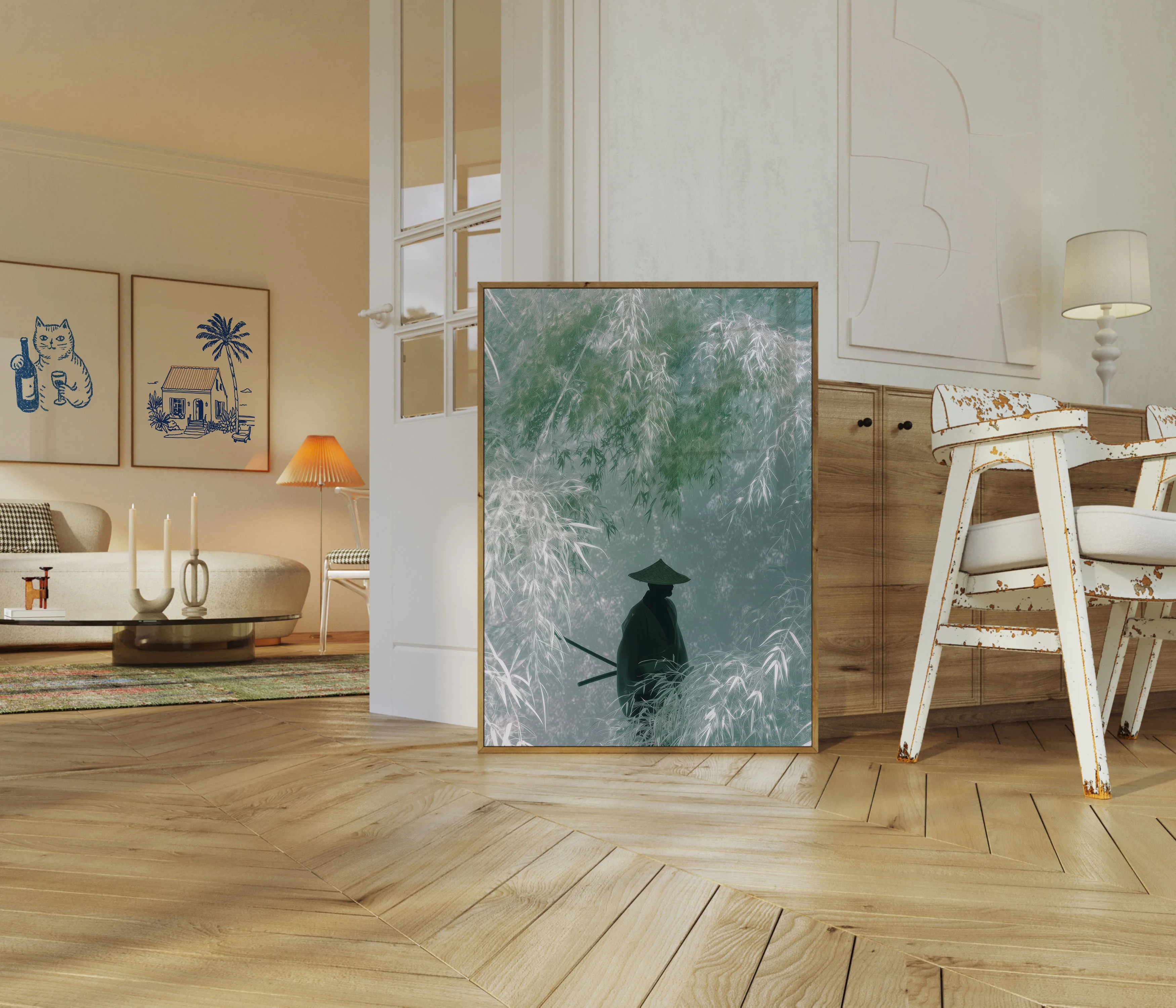 Contemplative Figure in Bamboo Forest Poster - Image 5