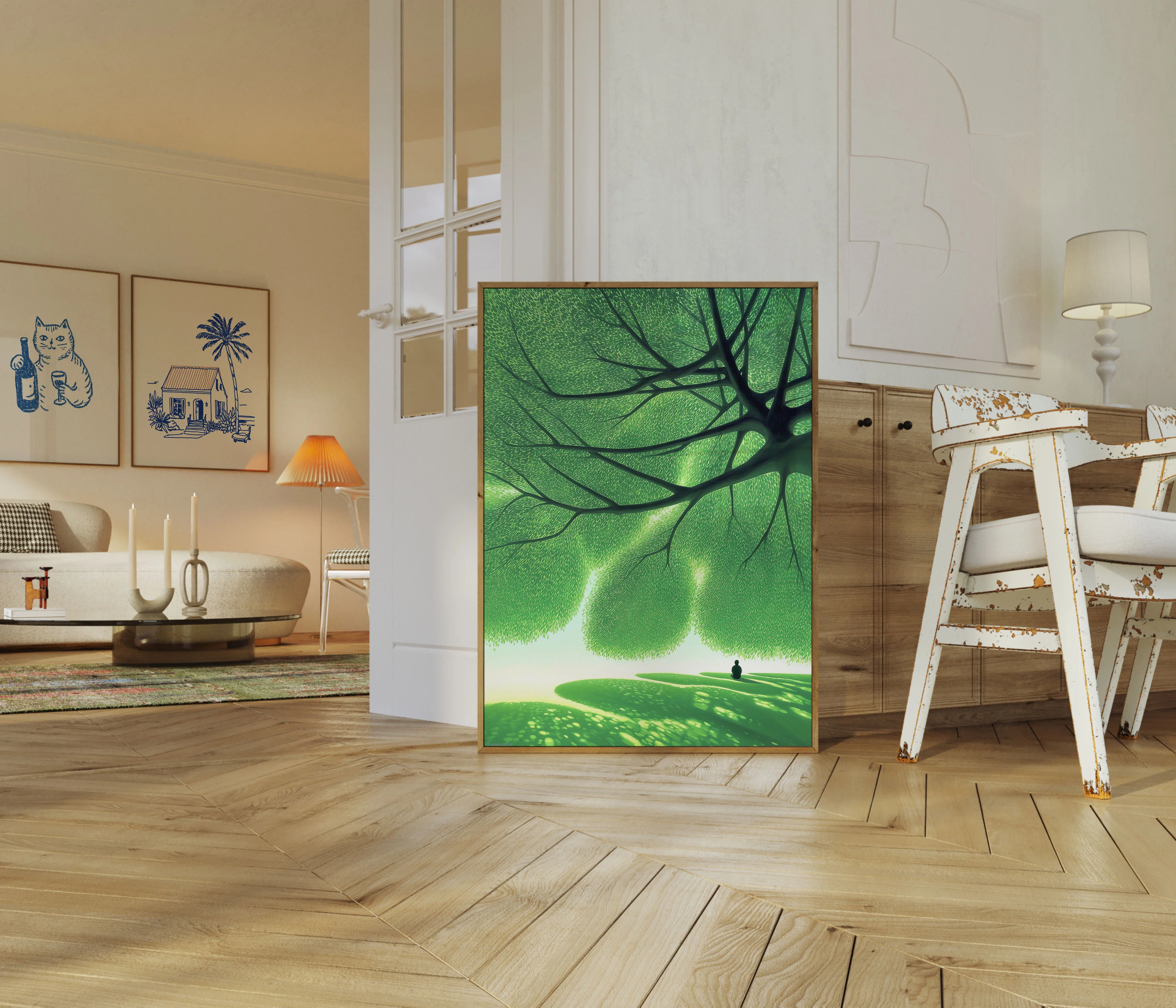 Contemplative Green Tree Poster - Image 5