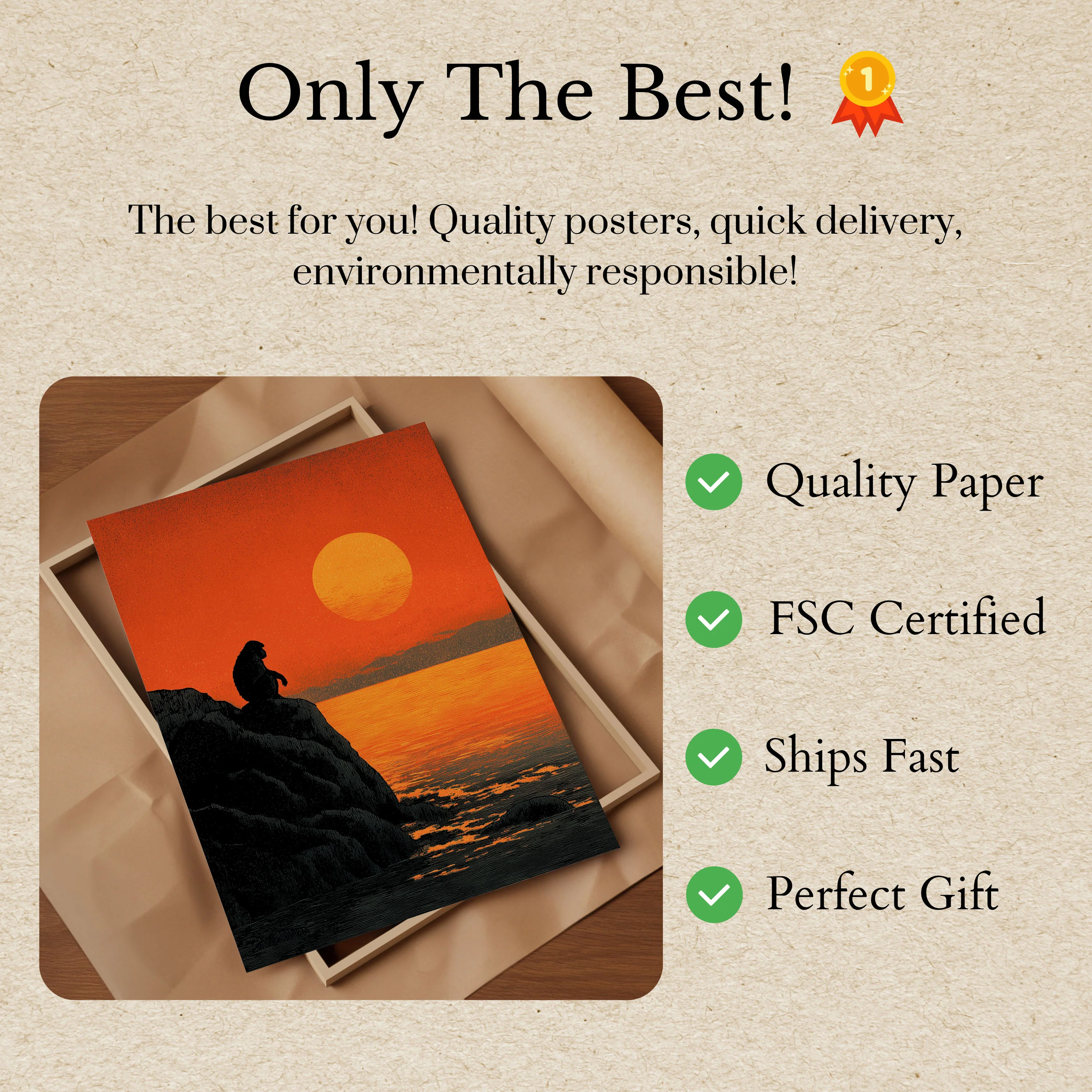 Contemplative Monkey Sunset Poster - Image 3