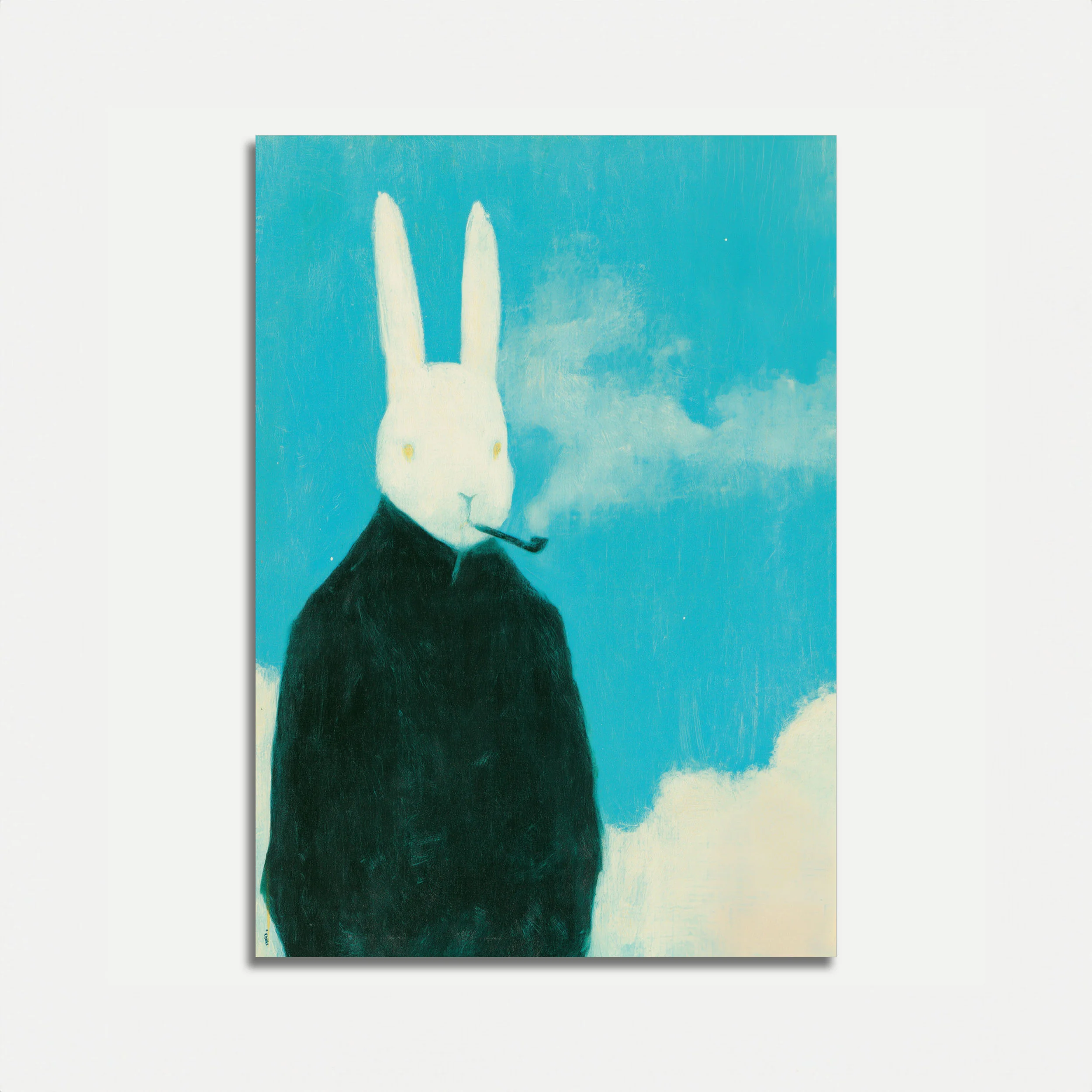Contemplative Rabbit in Clouds Poster
