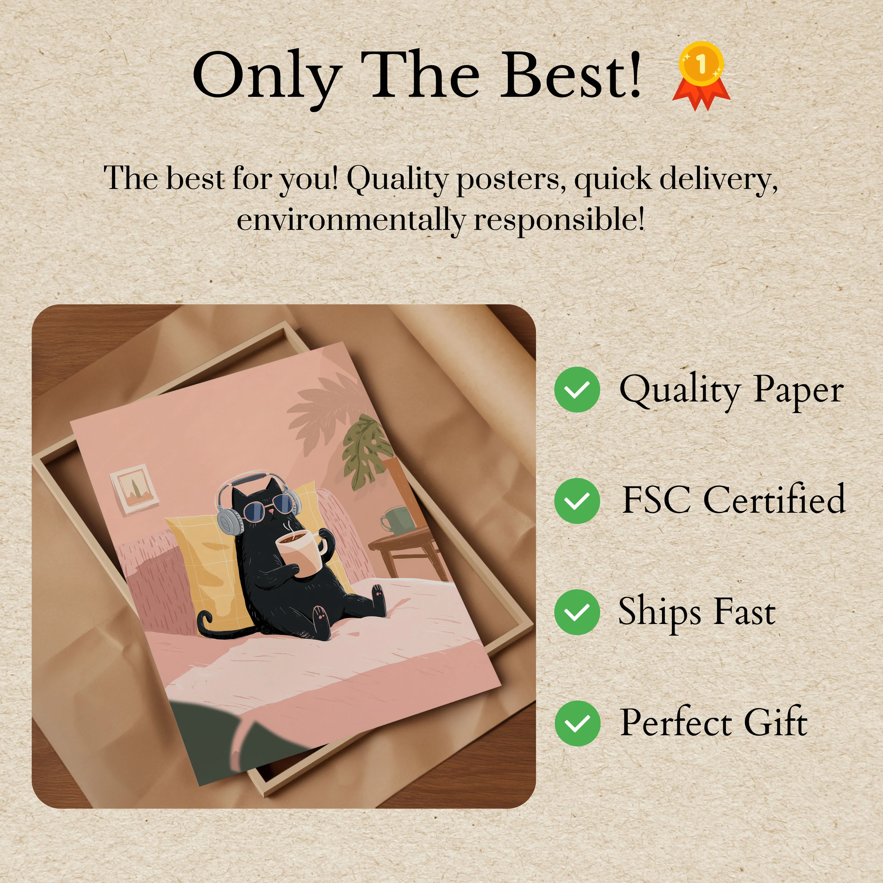 Cool Cat Coffee Companion Poster - Image 3