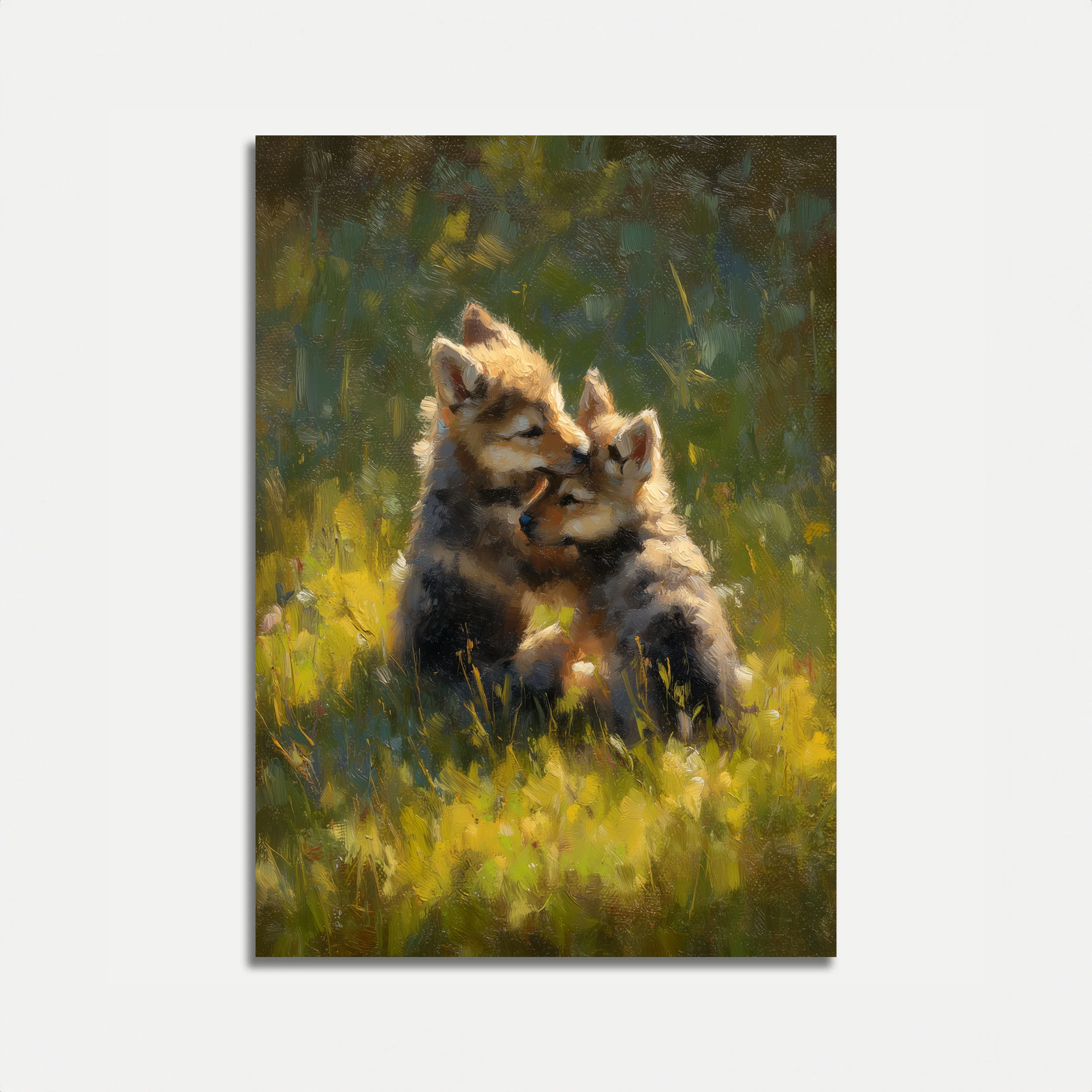 Corgi Puppies in Wildflower Meadow Poster
