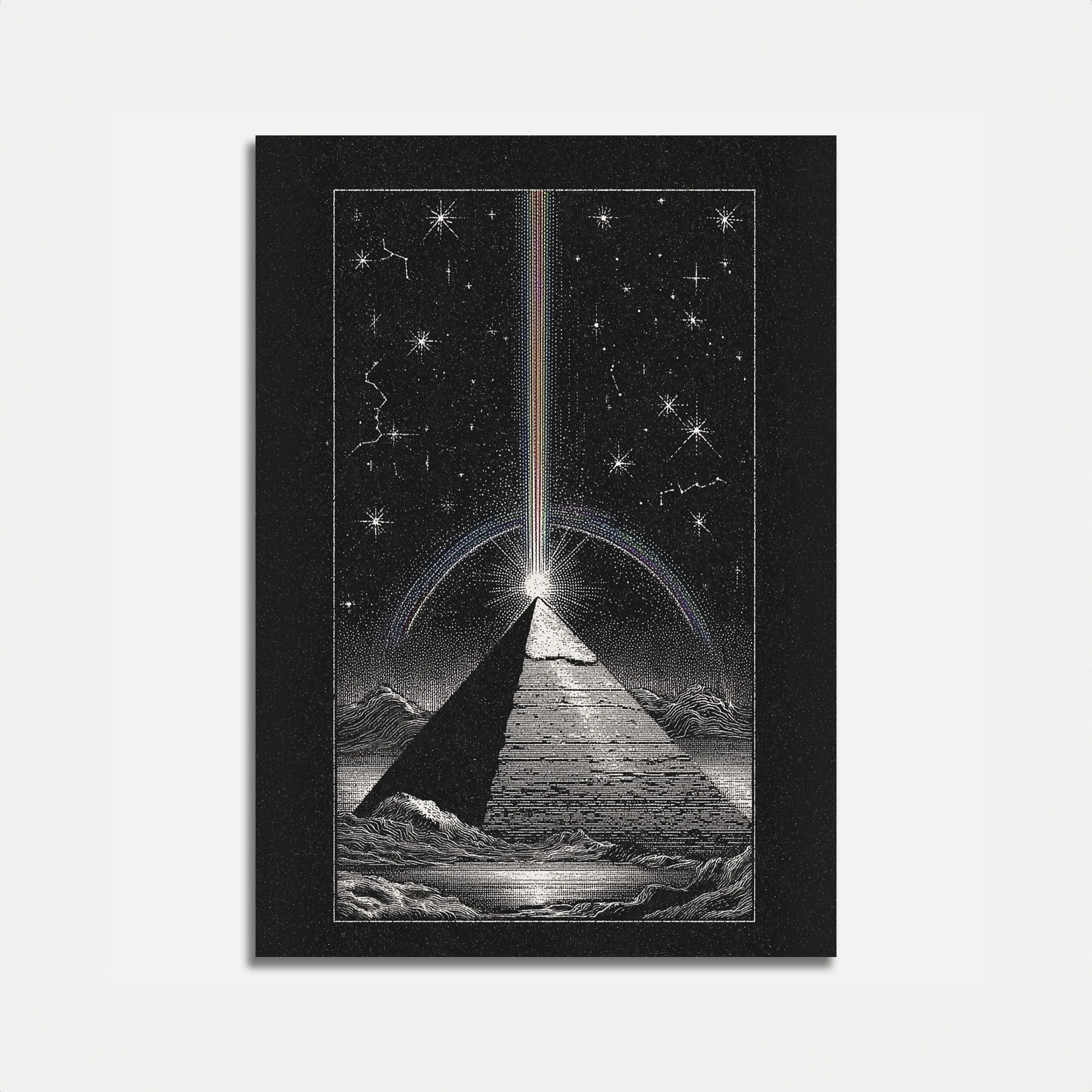 Cosmic Light Beam Pyramid Poster