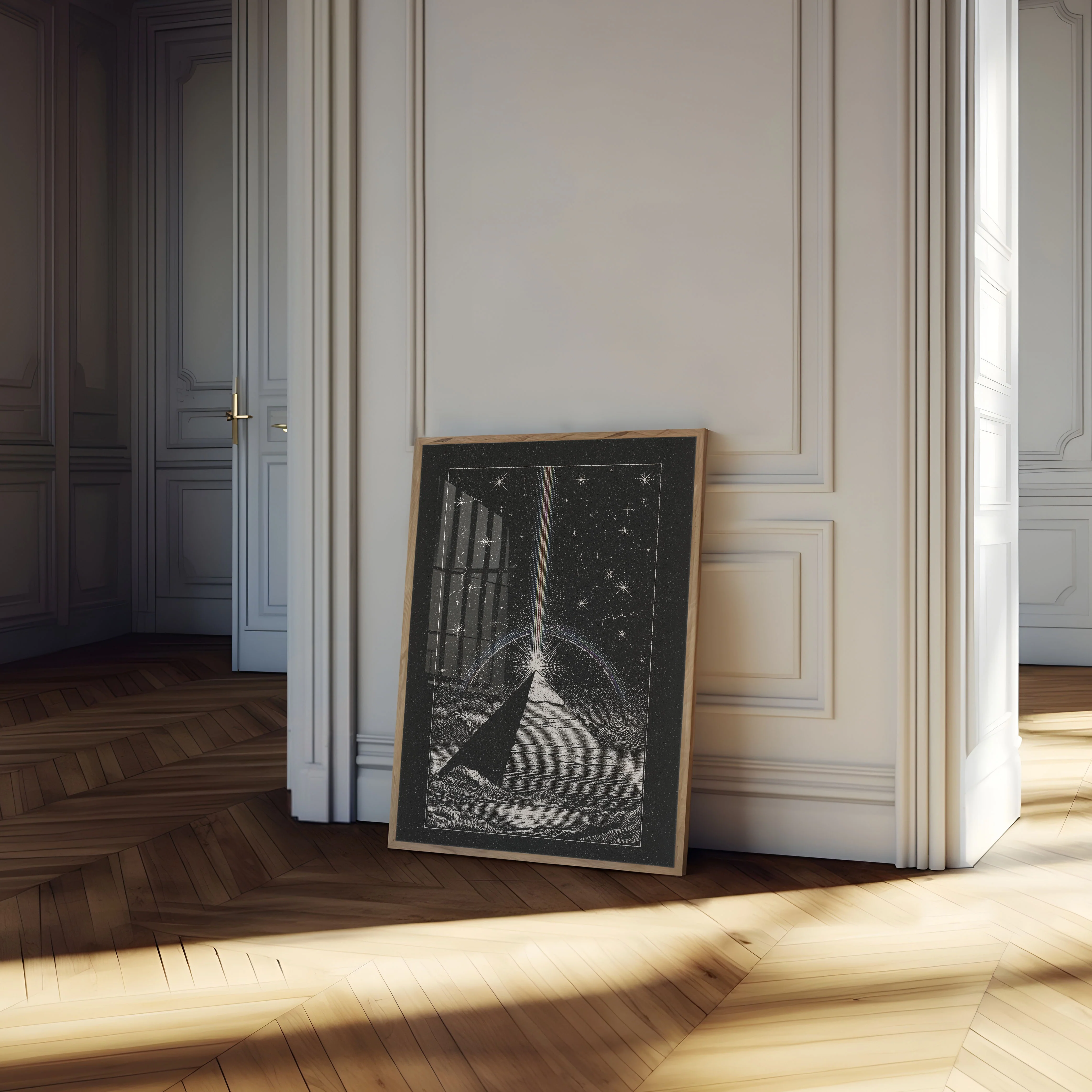 Cosmic Light Beam Pyramid Poster - Image 4