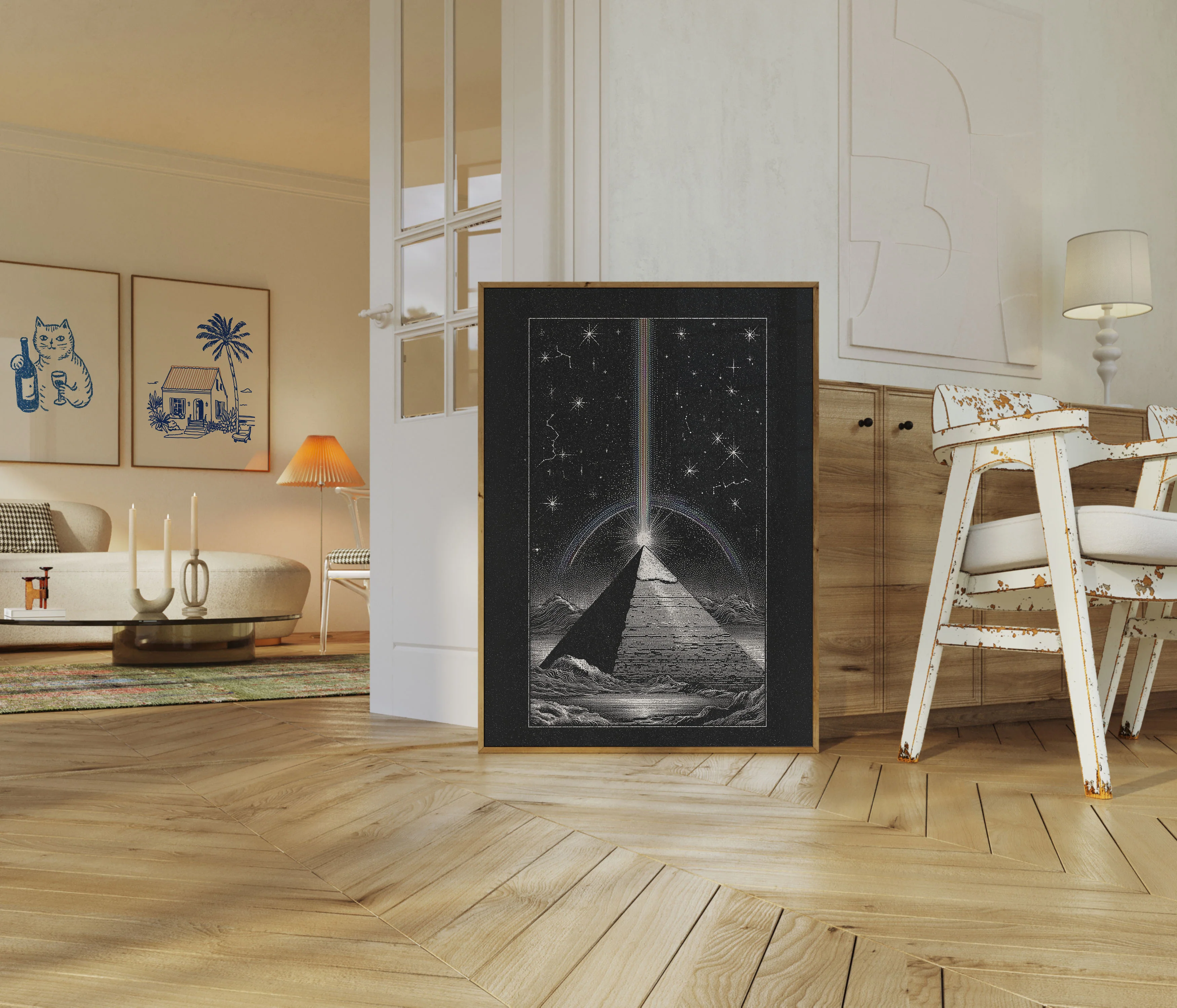 Cosmic Light Beam Pyramid Poster - Image 5