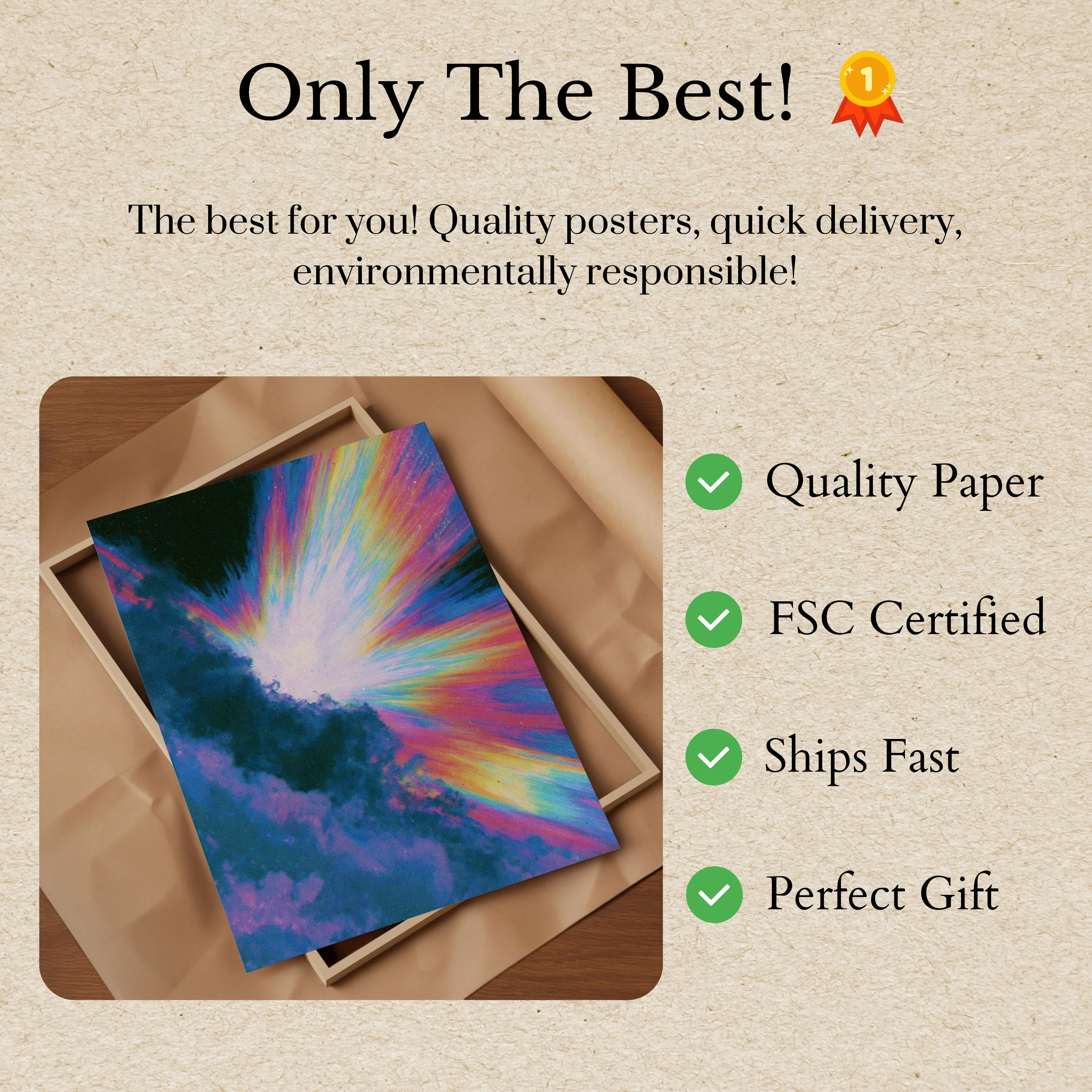 Cosmic Rainbow Light Burst Poster - Image 3