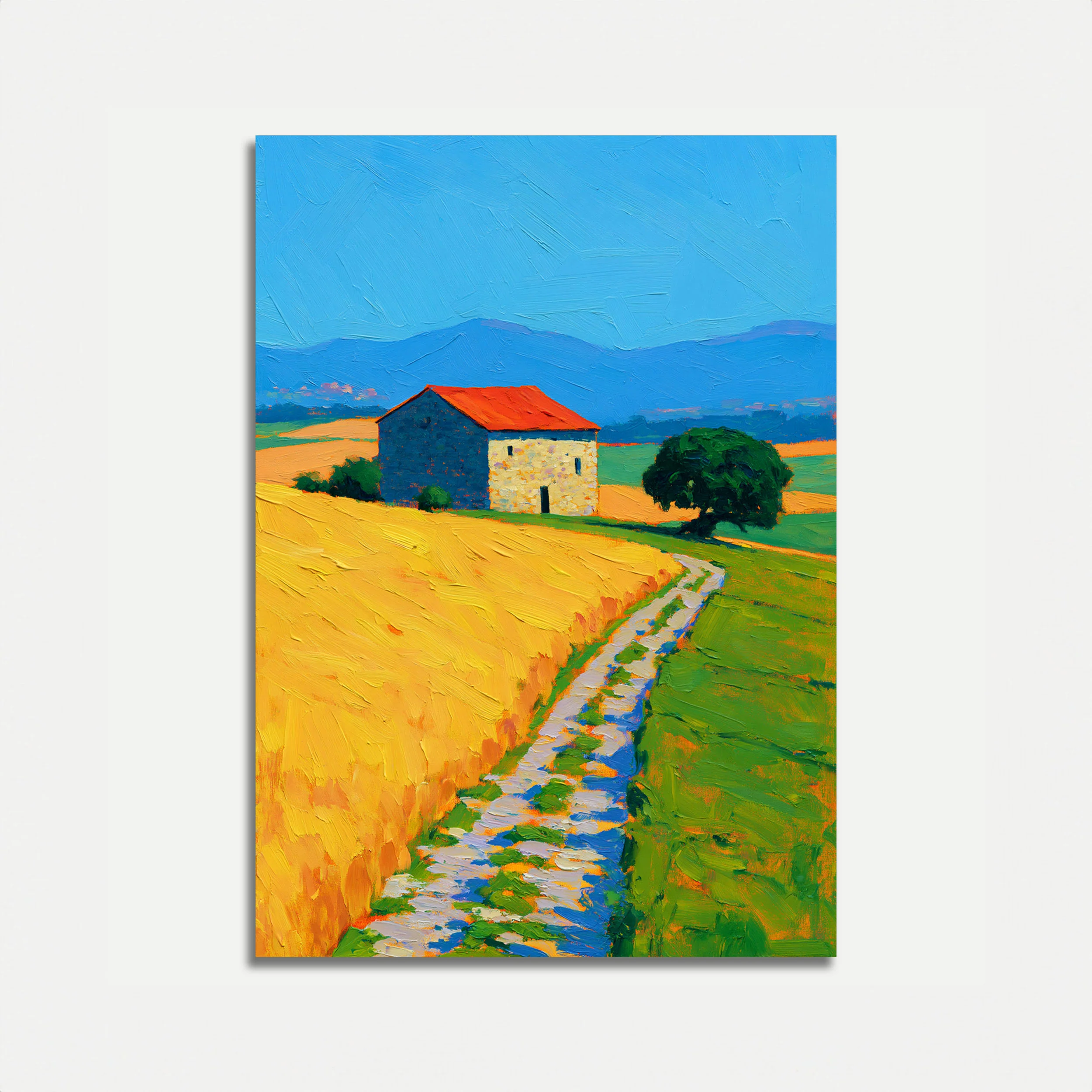 Countryside Barn Stream Landscape Poster