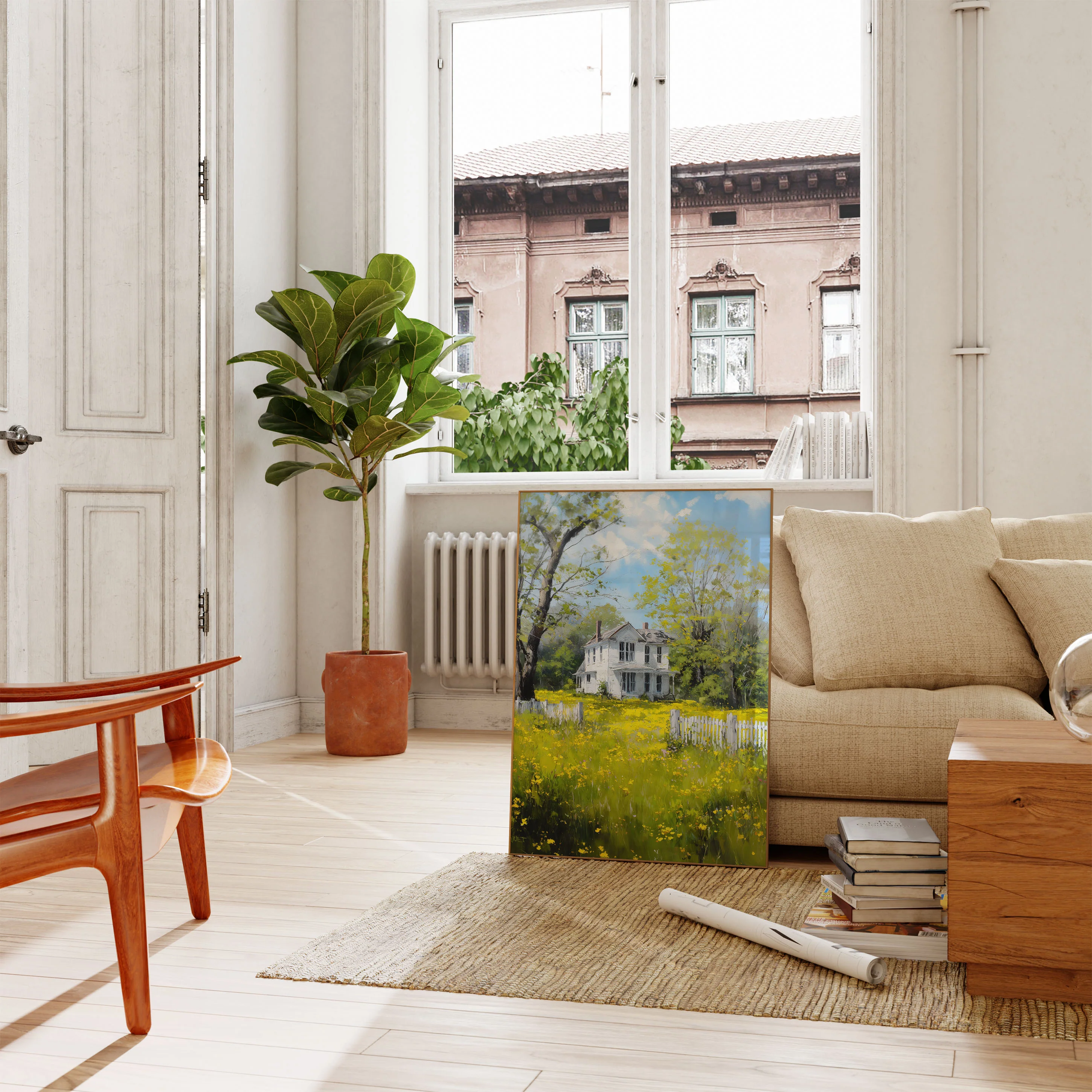 Countryside Meadow Farmhouse Poster - Image 2