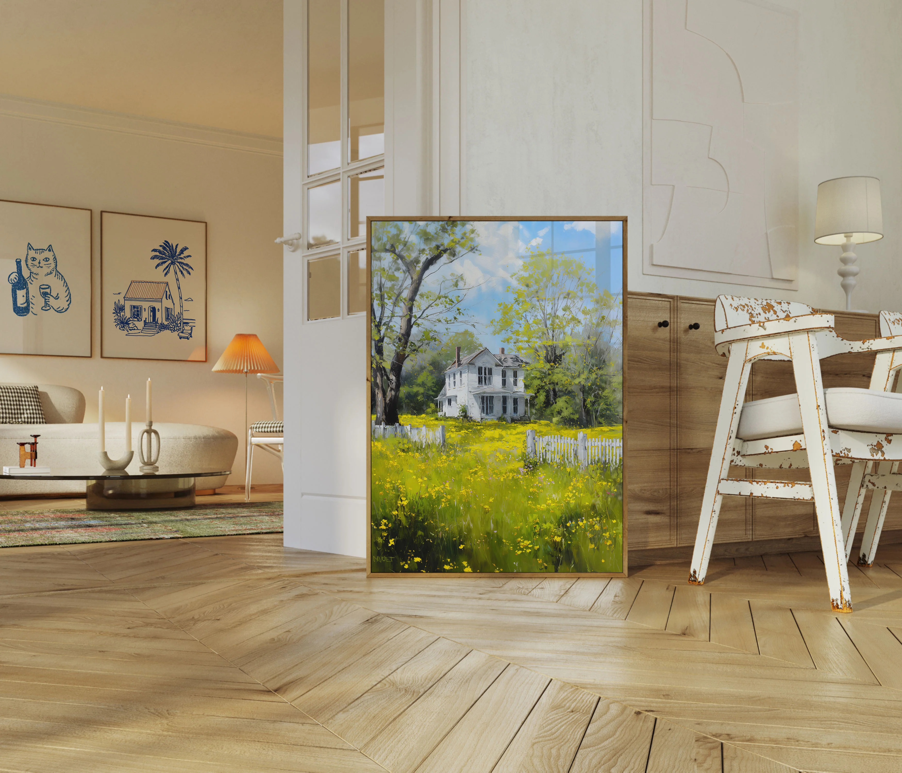 Countryside Meadow Farmhouse Poster - Image 5