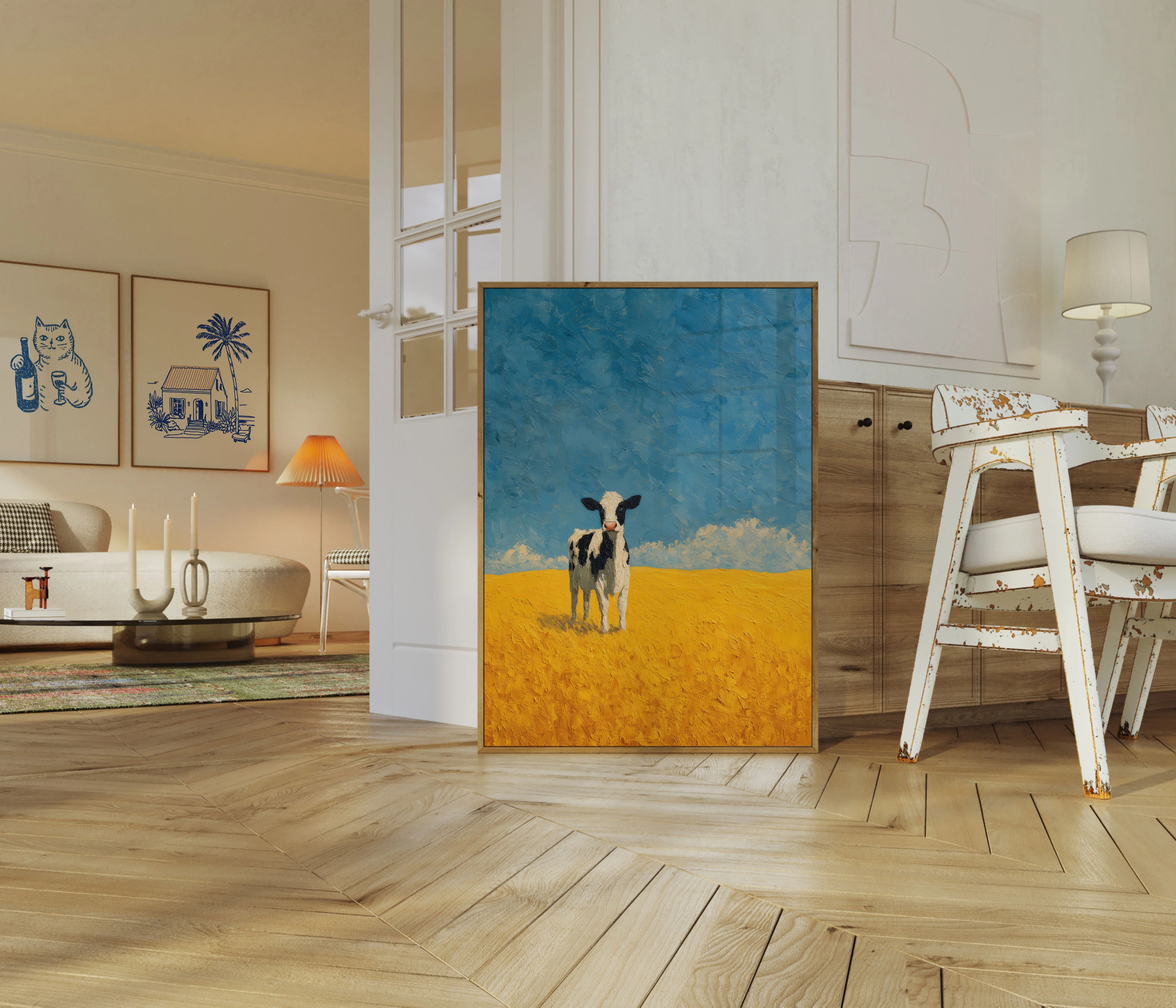 Cow in Golden Field Poster - Image 5
