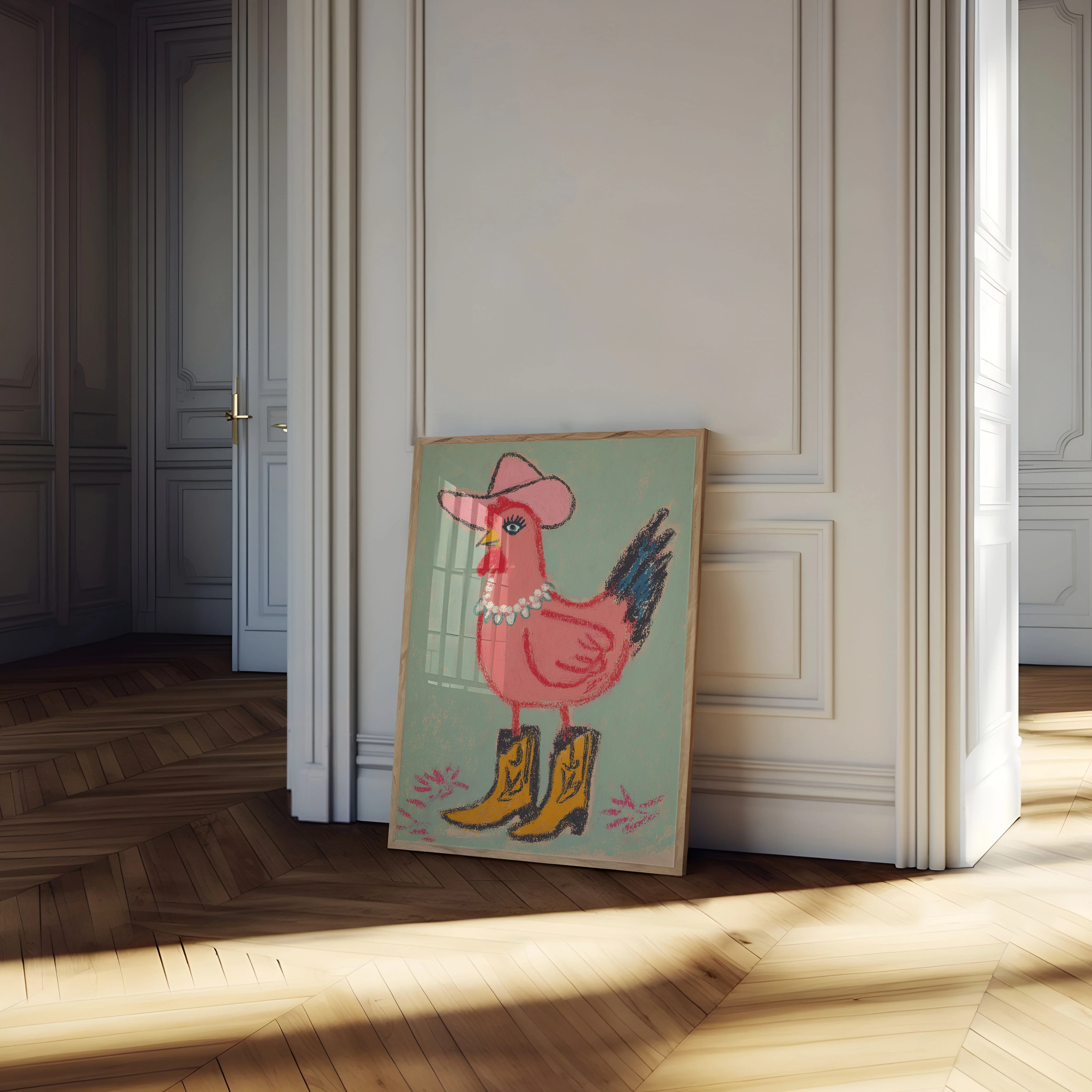 Cowboy Chicken Western Hat Poster - Image 4