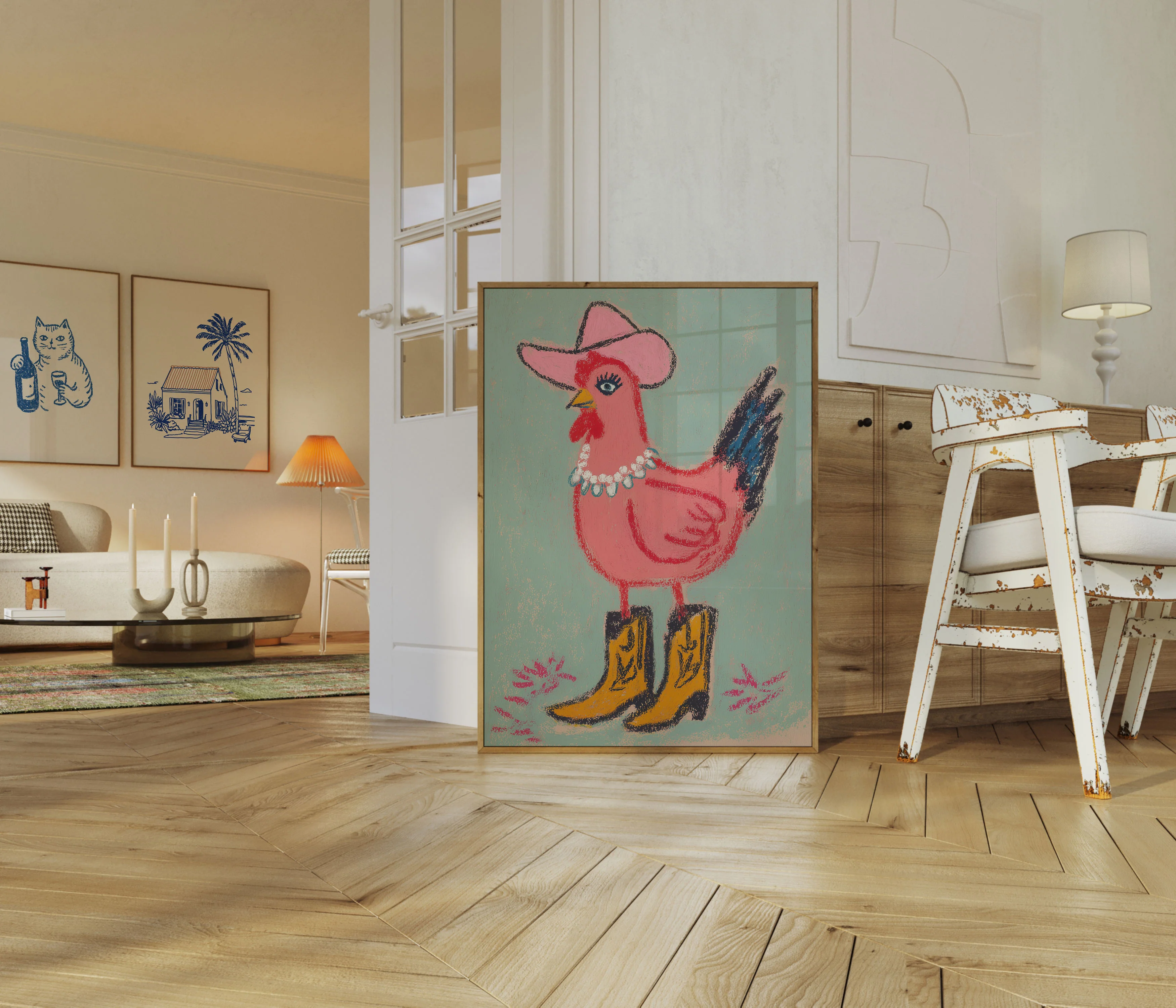 Cowboy Chicken Western Hat Poster - Image 5