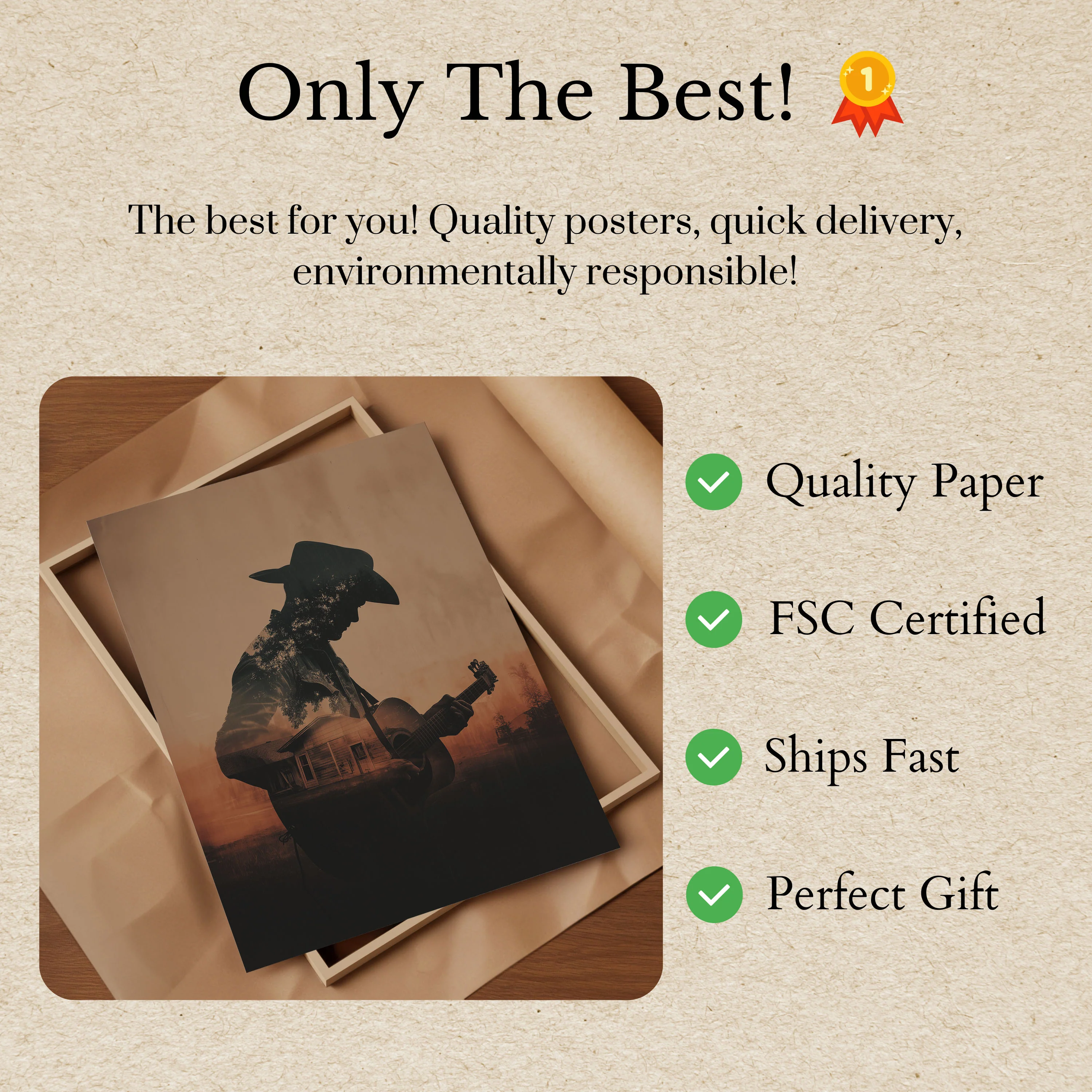 Cowboy Guitar Sunset Poster - Image 3