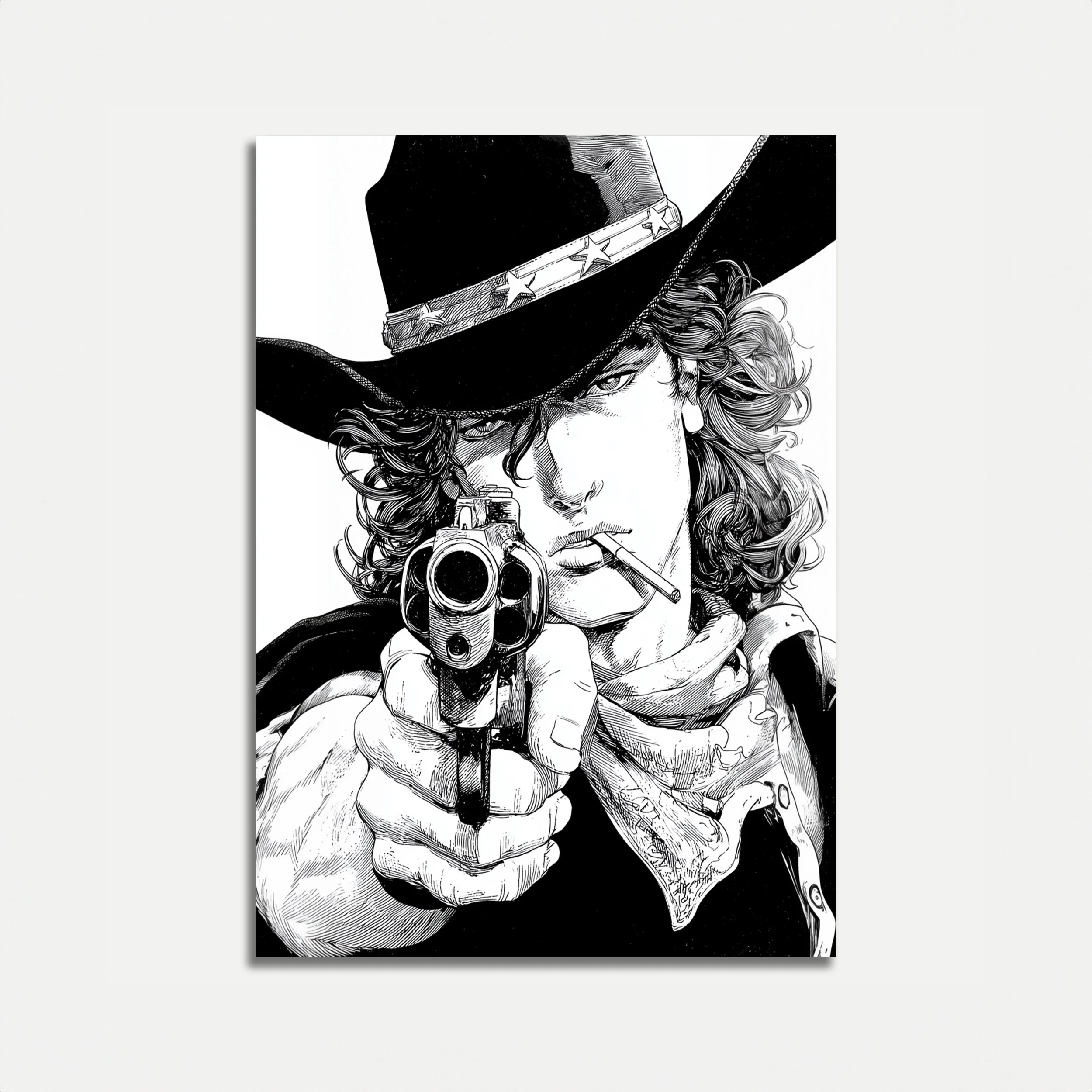 Cowboy Gunslinger Black & White Poster