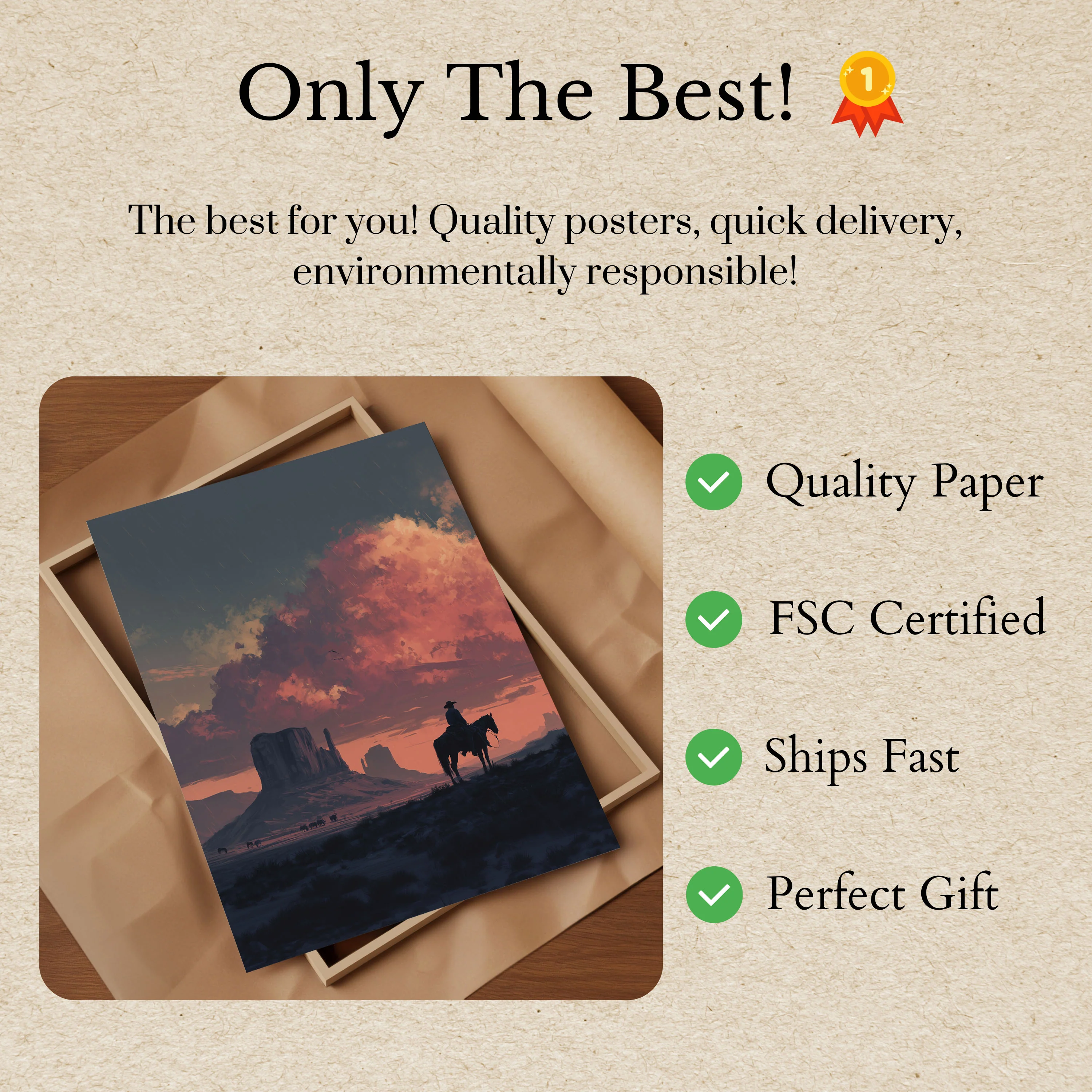 Cowboy Sunset Monument Valley Poster - Image 3