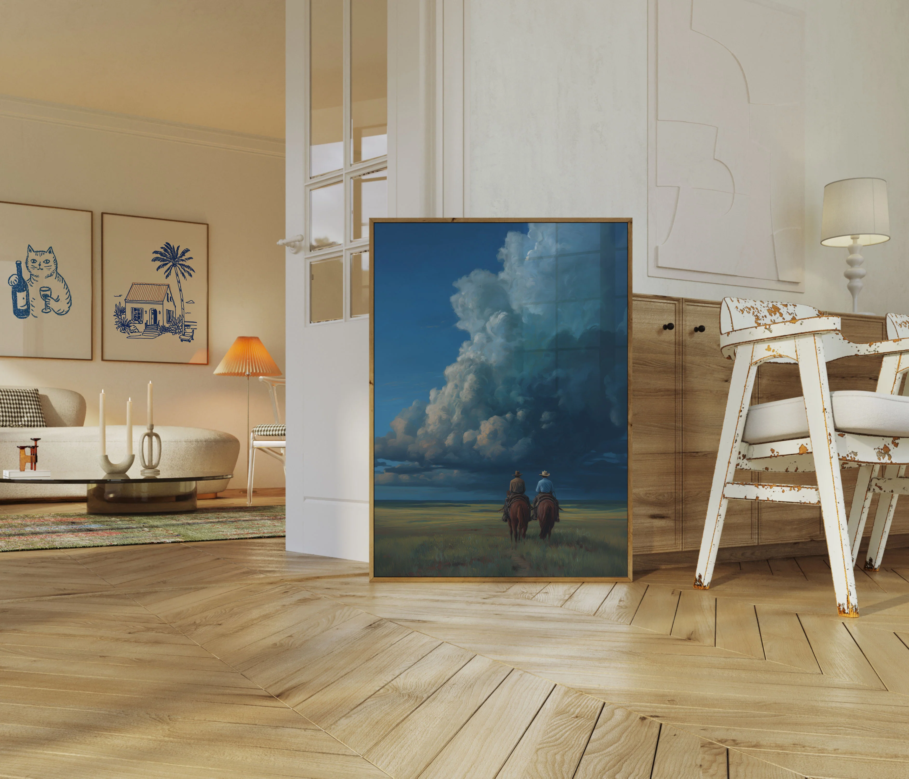 Cowboys Witnessing Storm Poster - Image 5