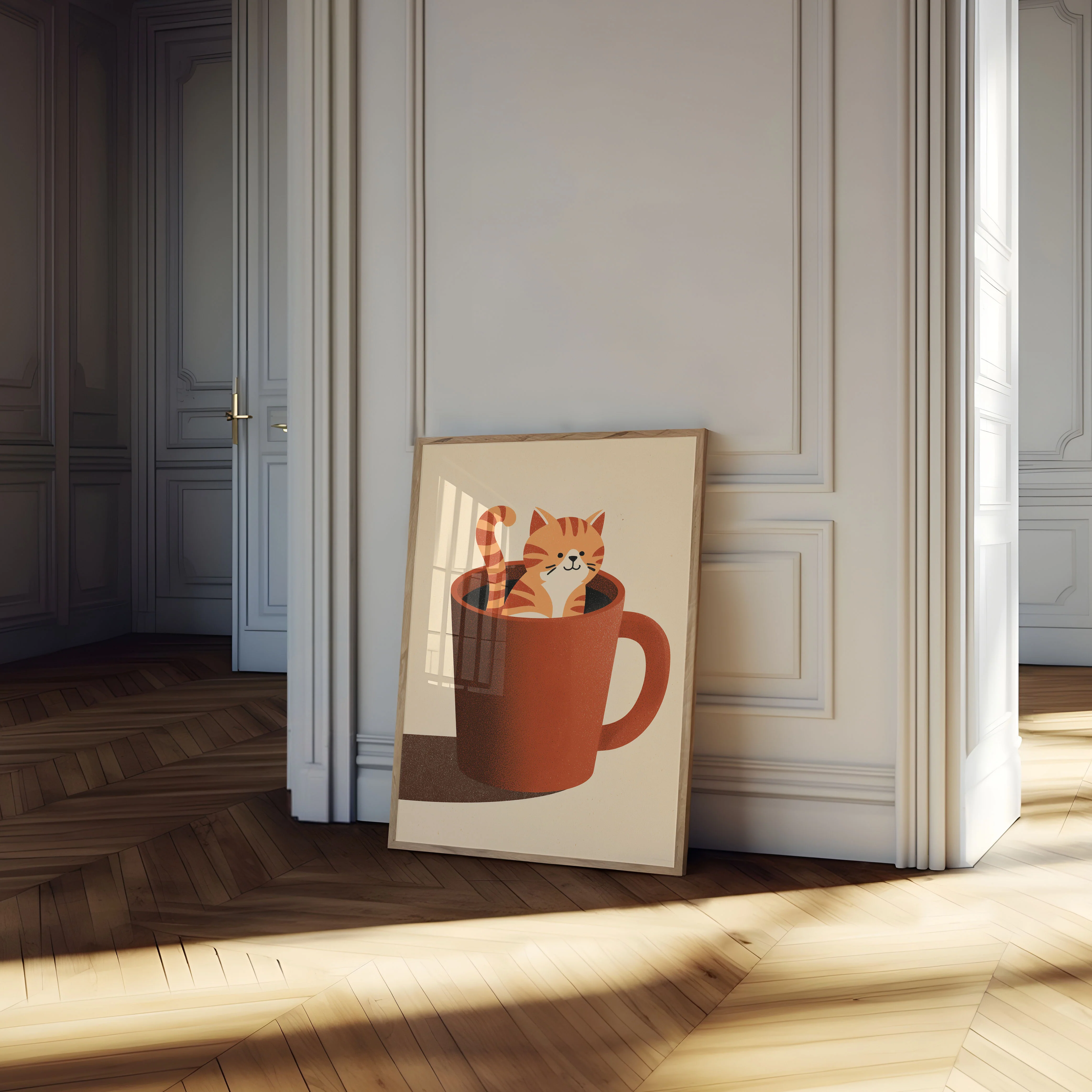 Cozy Cat in Coffee Cup Poster - Image 4