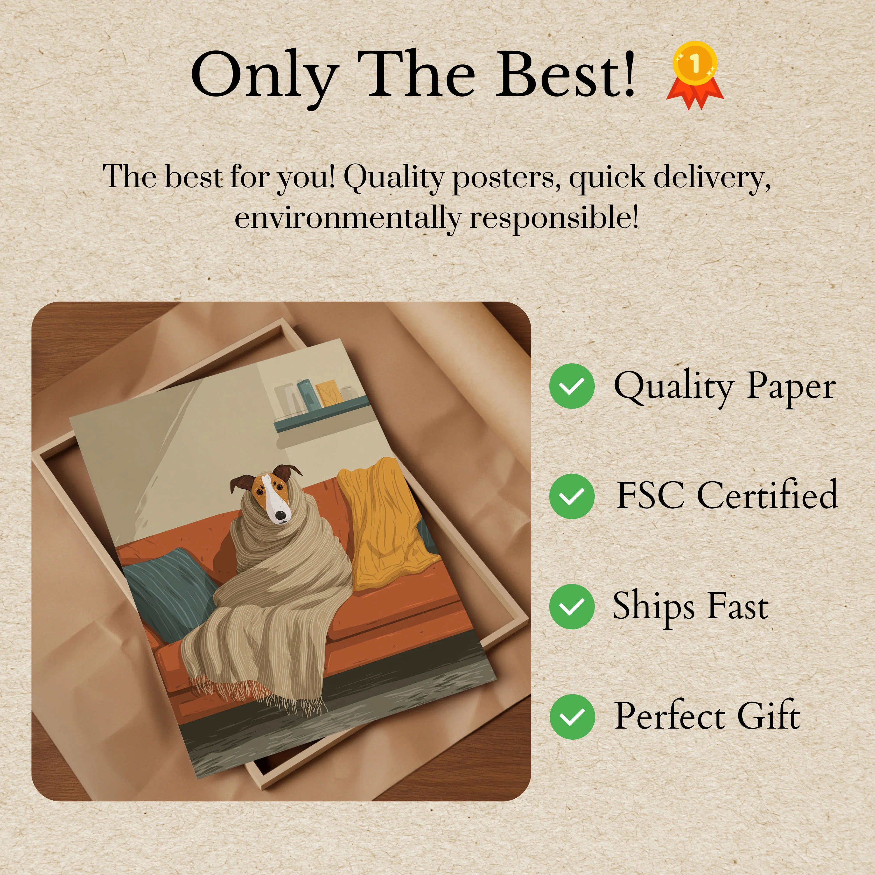 Cozy Dog on Sofa Poster - Image 3