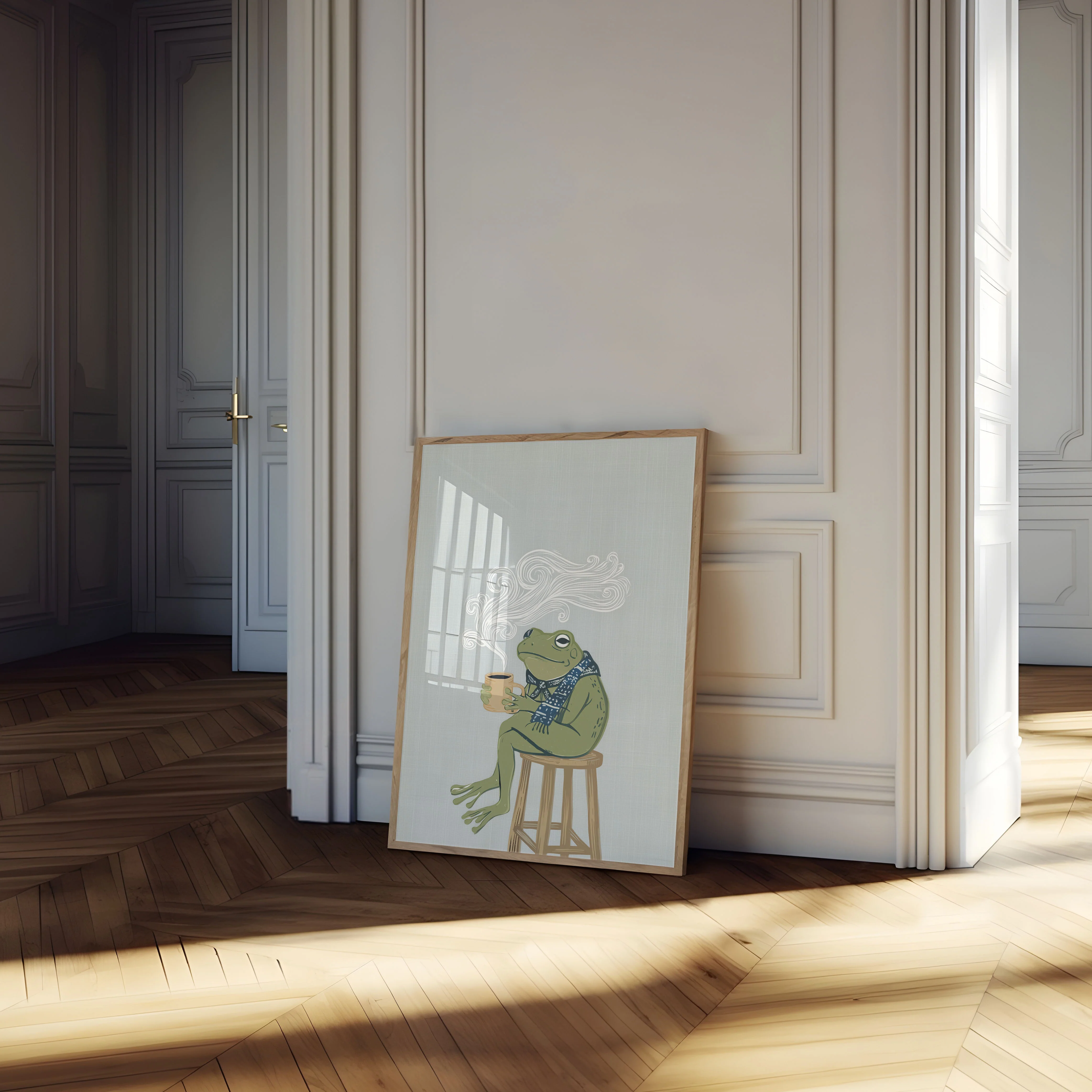 Cozy Frog with Coffee Poster - Image 4