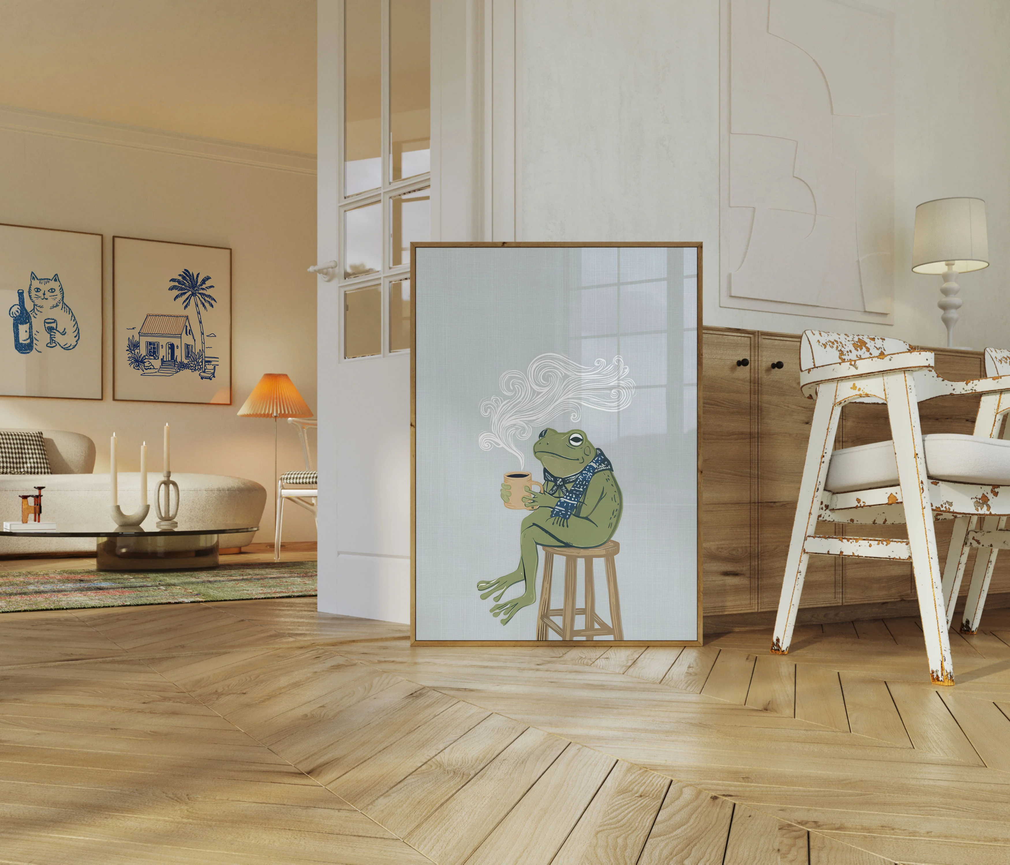 Cozy Frog with Coffee Poster - Image 5