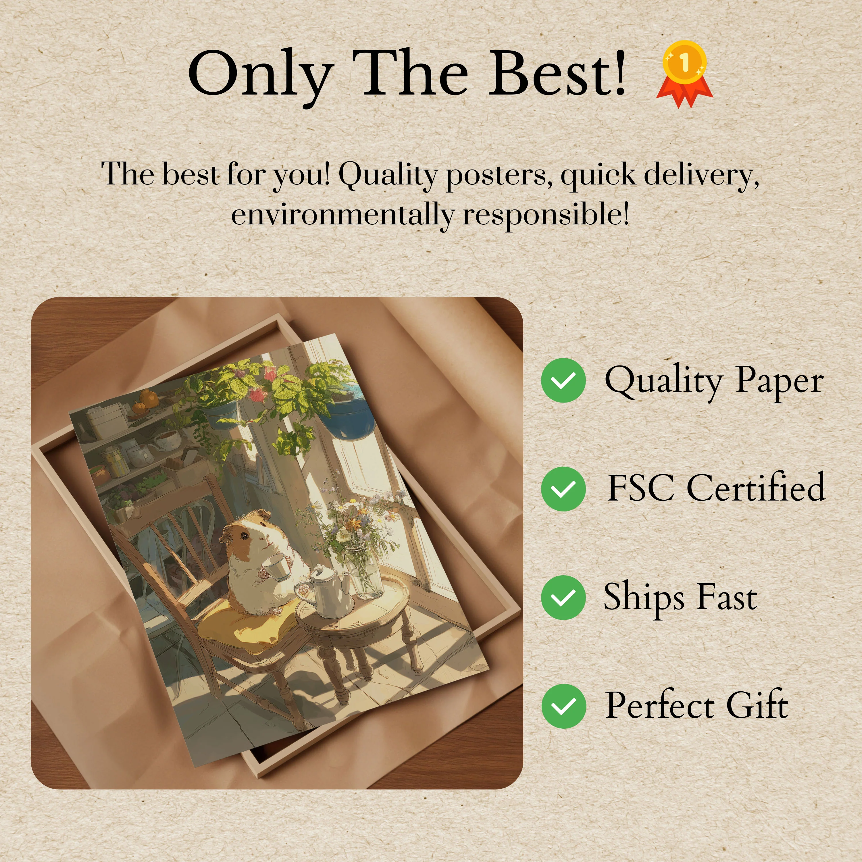 Cozy Guinea Pig Tea Time Poster - Image 3