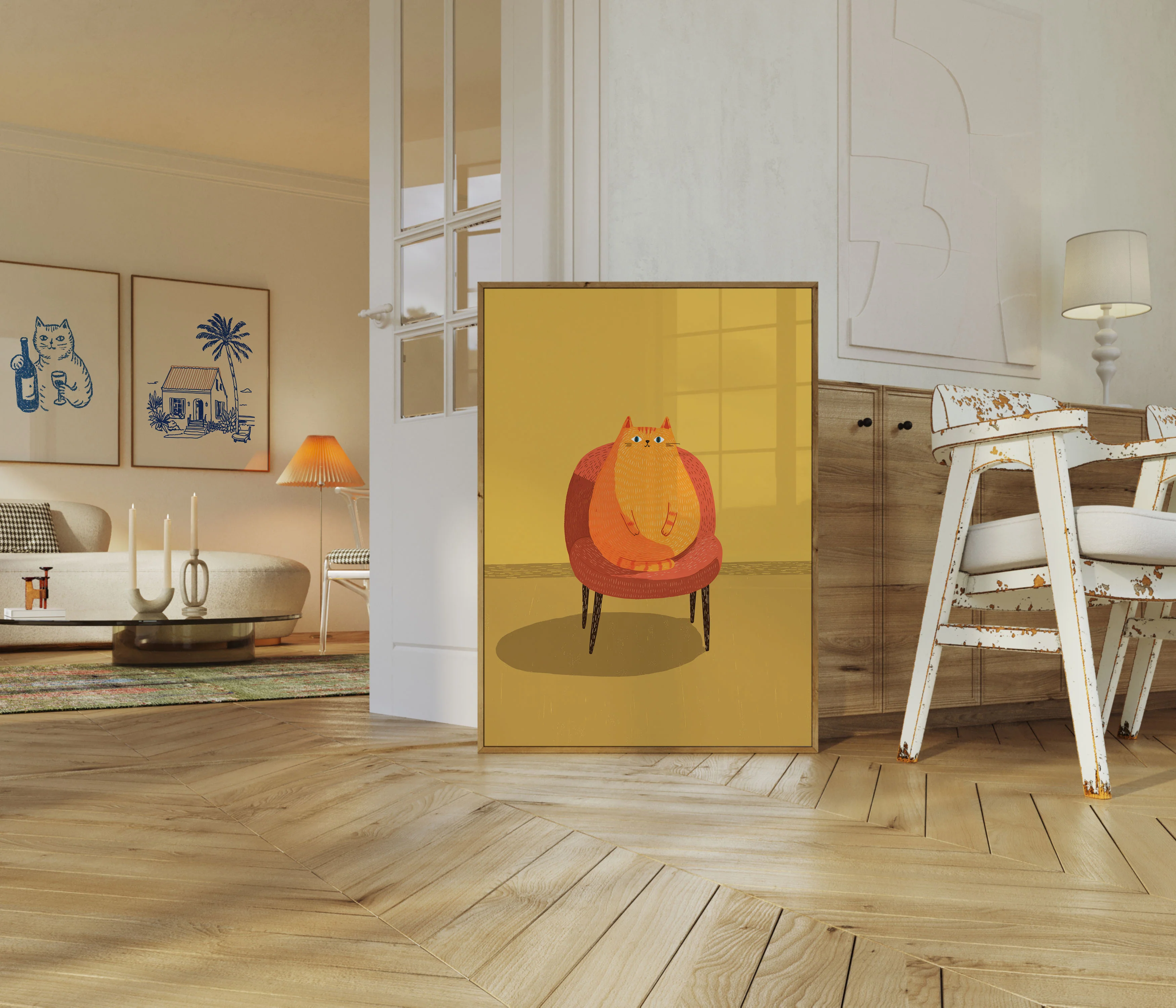 Cozy Orange Cat on Chair Poster - Image 5