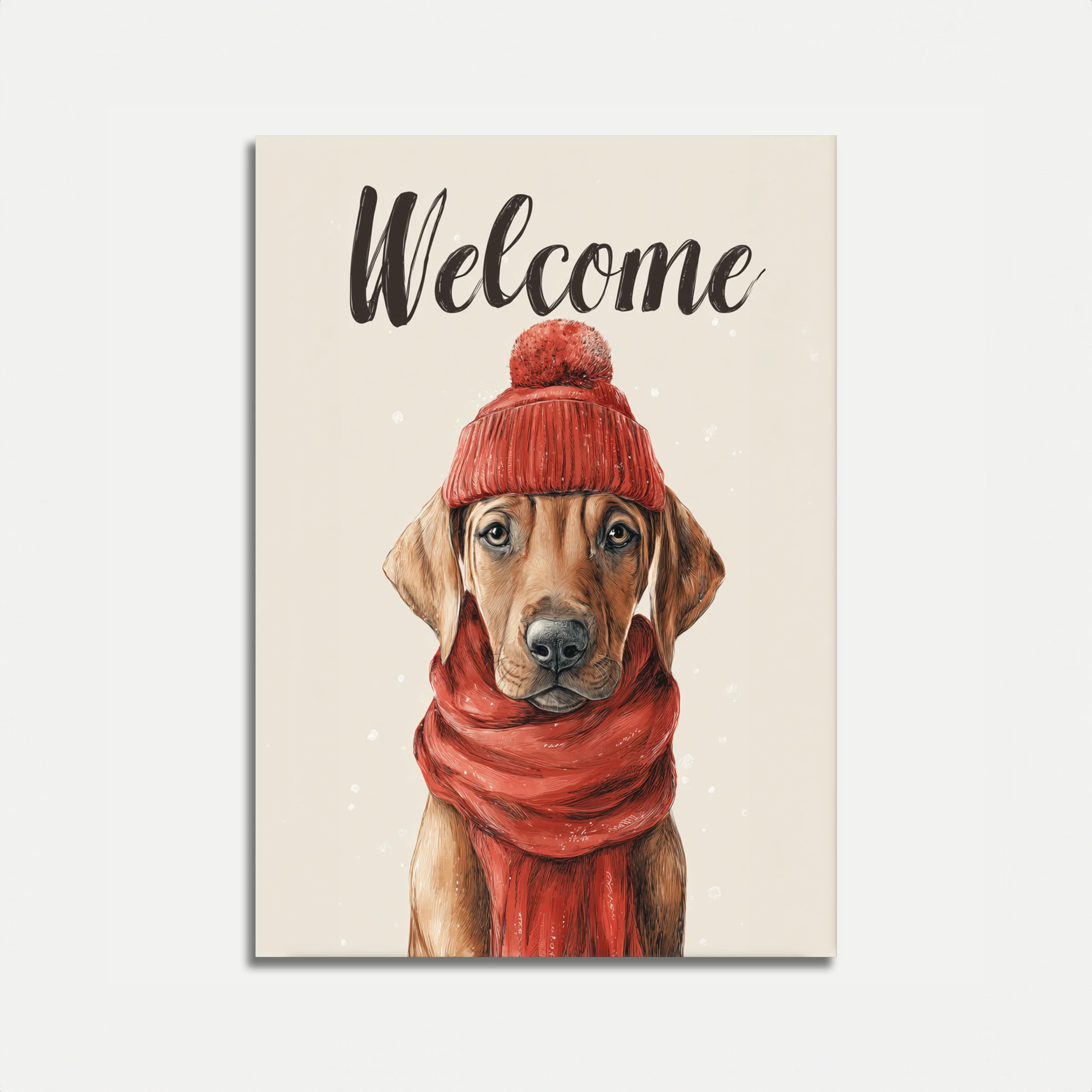Cozy Winter Dog Welcome Poster