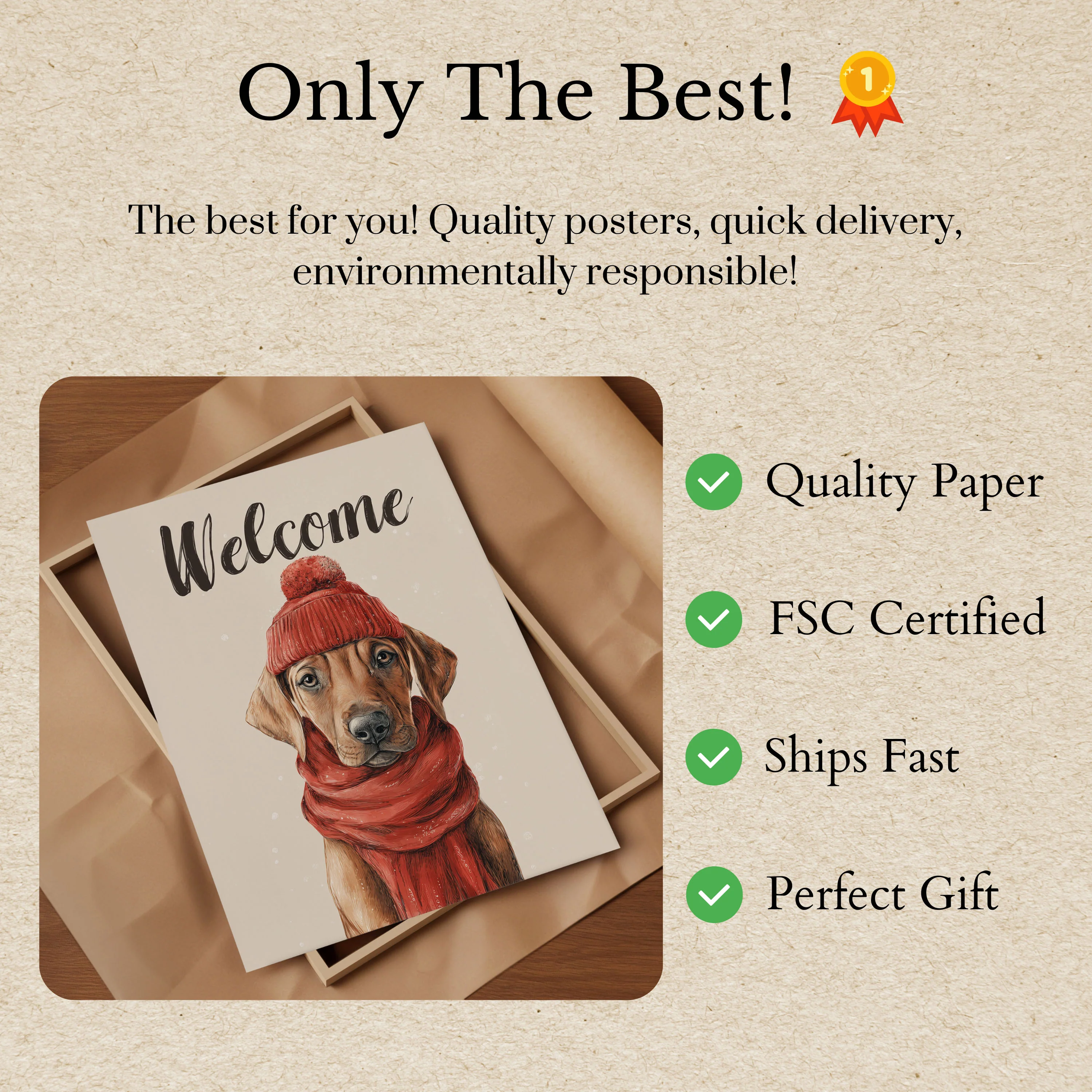Cozy Winter Dog Welcome Poster - Image 3