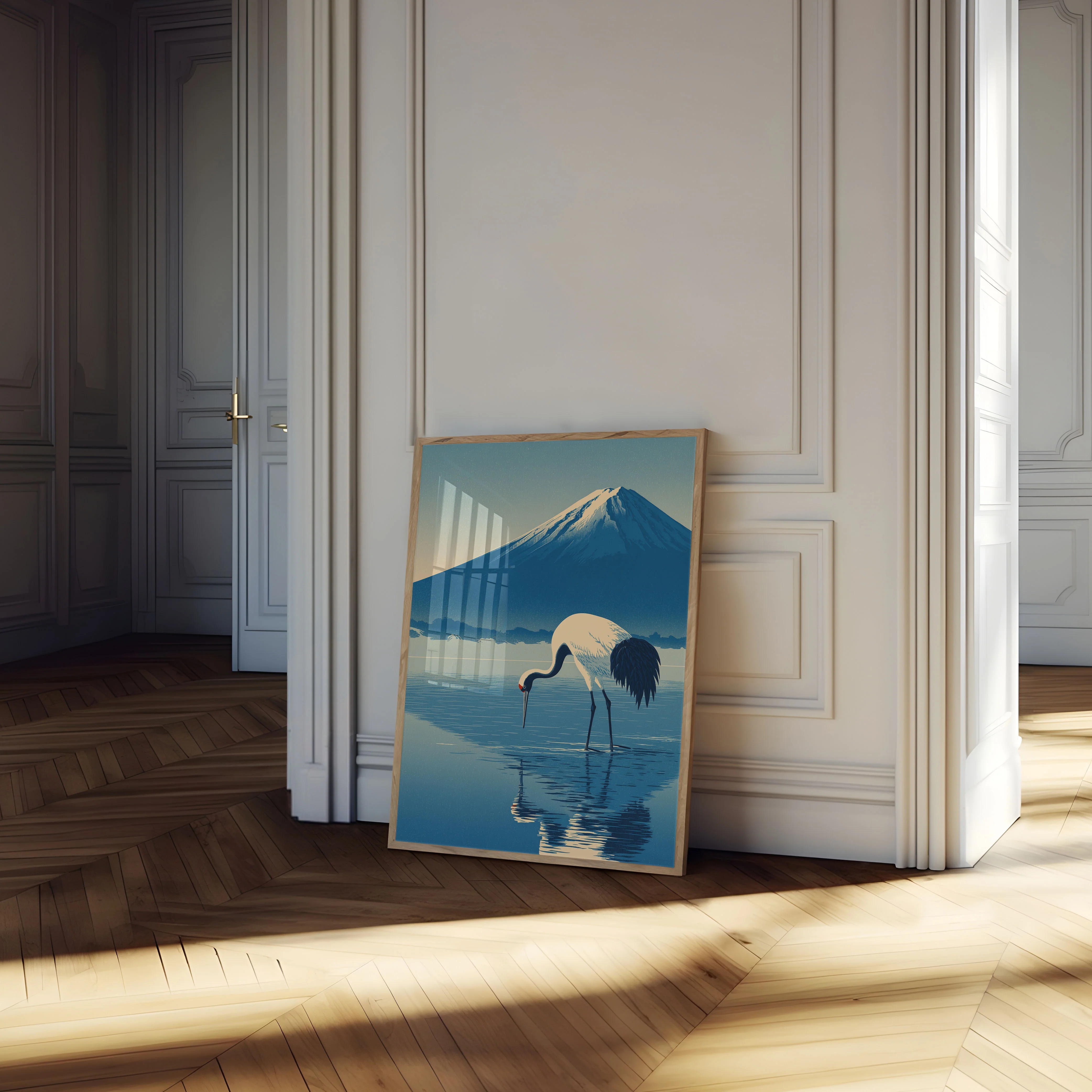 Crane by Mount Fuji Poster - Image 4
