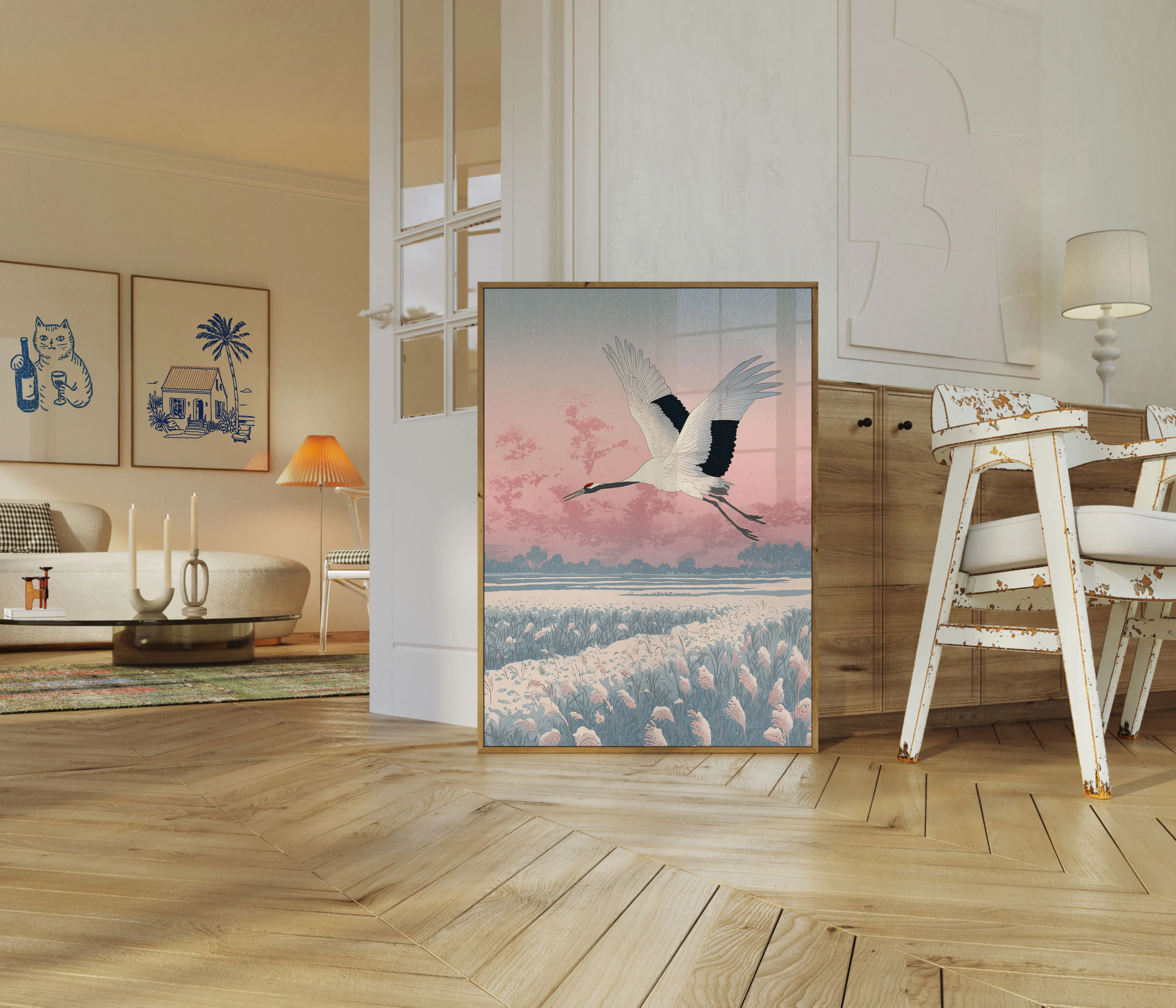 Crane Flying Over Winter Landscape Poster - Image 5