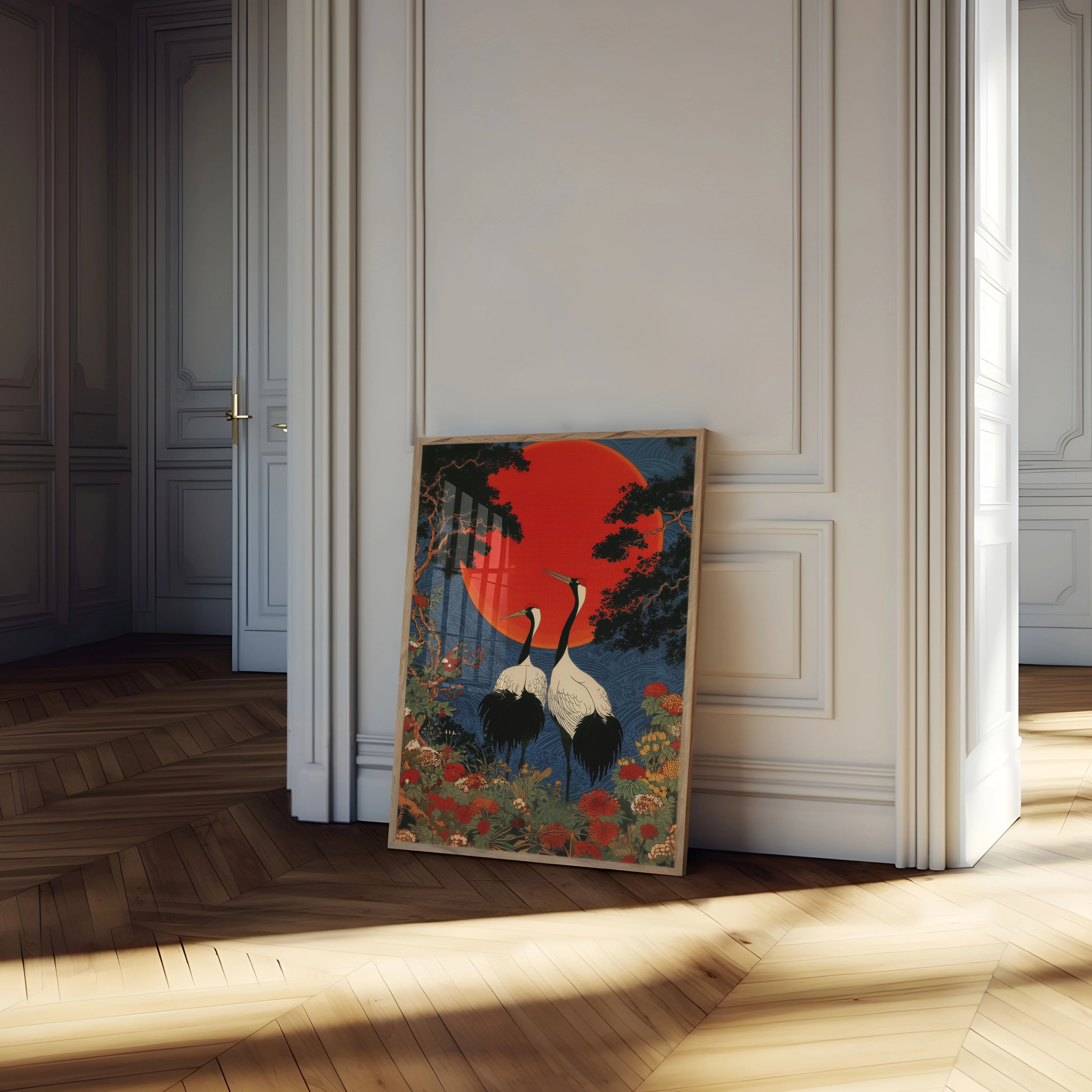 Crane Sunset Garden Poster - Image 4