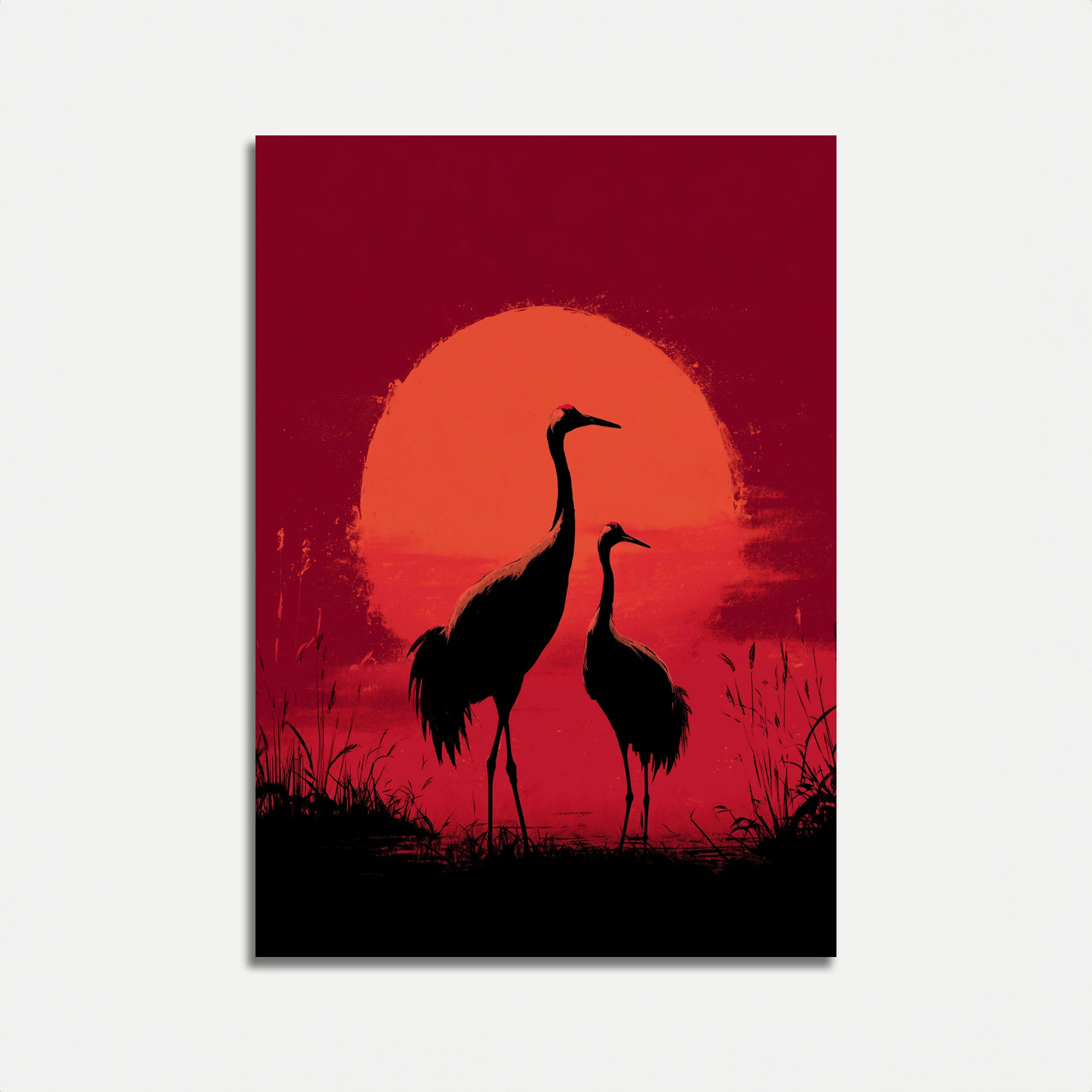 Cranes at Sunset Silhouette Poster