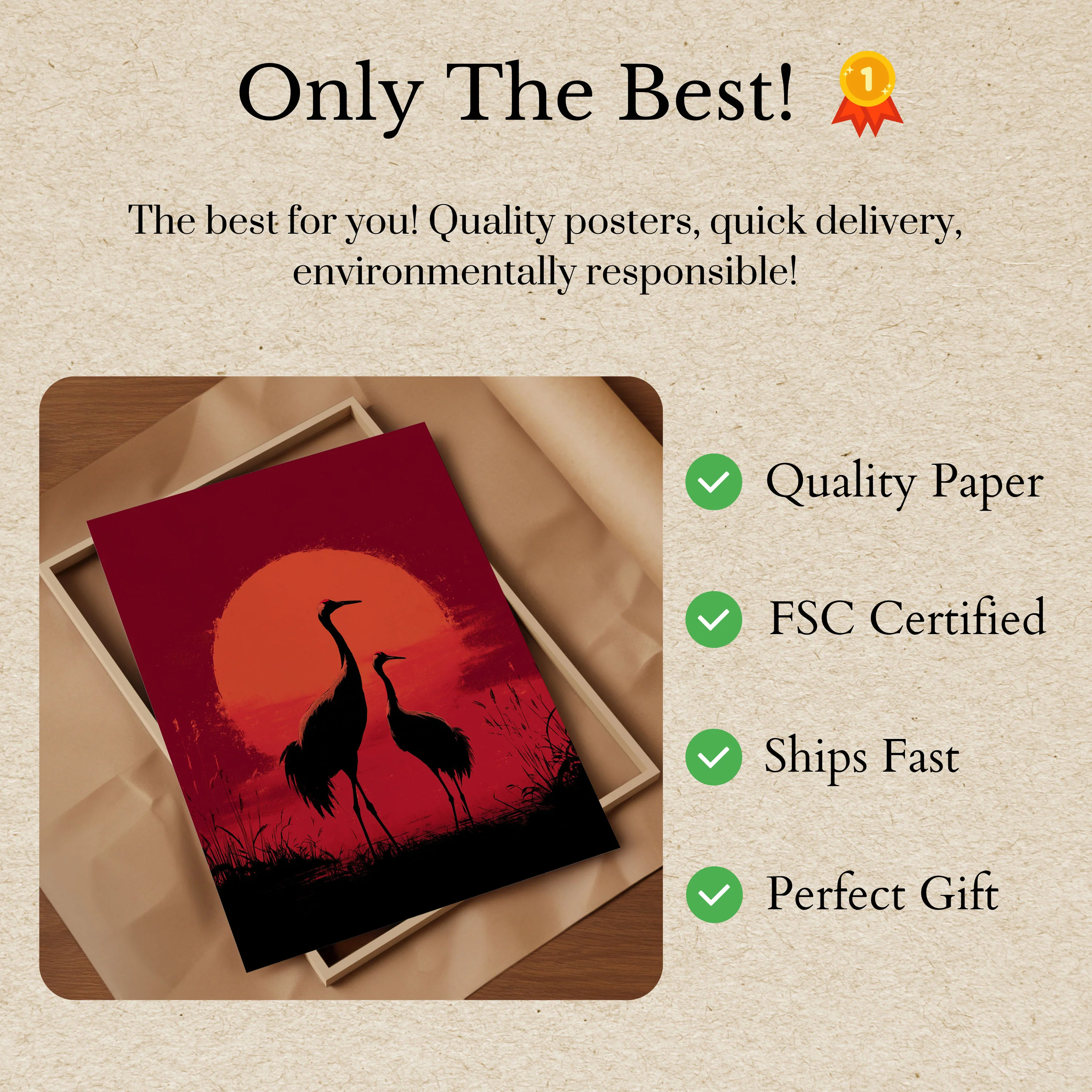 Cranes at Sunset Silhouette Poster - Image 3