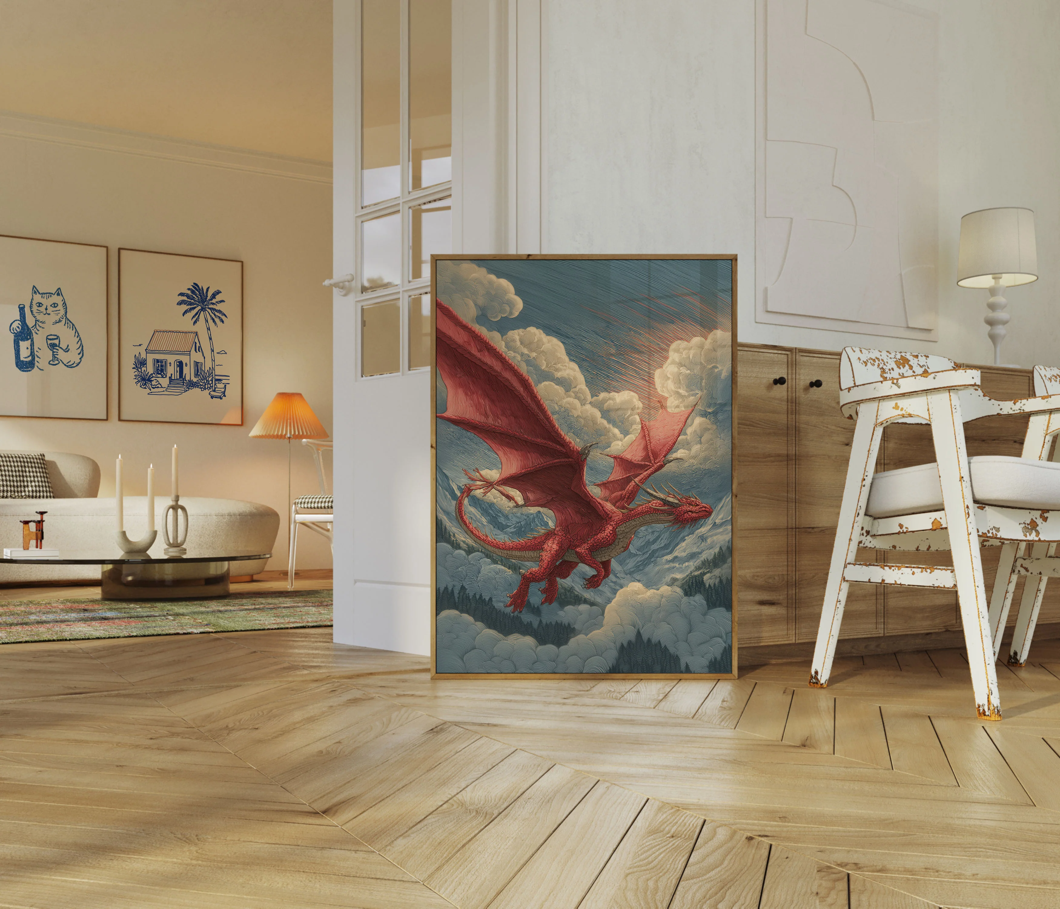 Crimson Dragon Sky Warrior Poster - Image 5