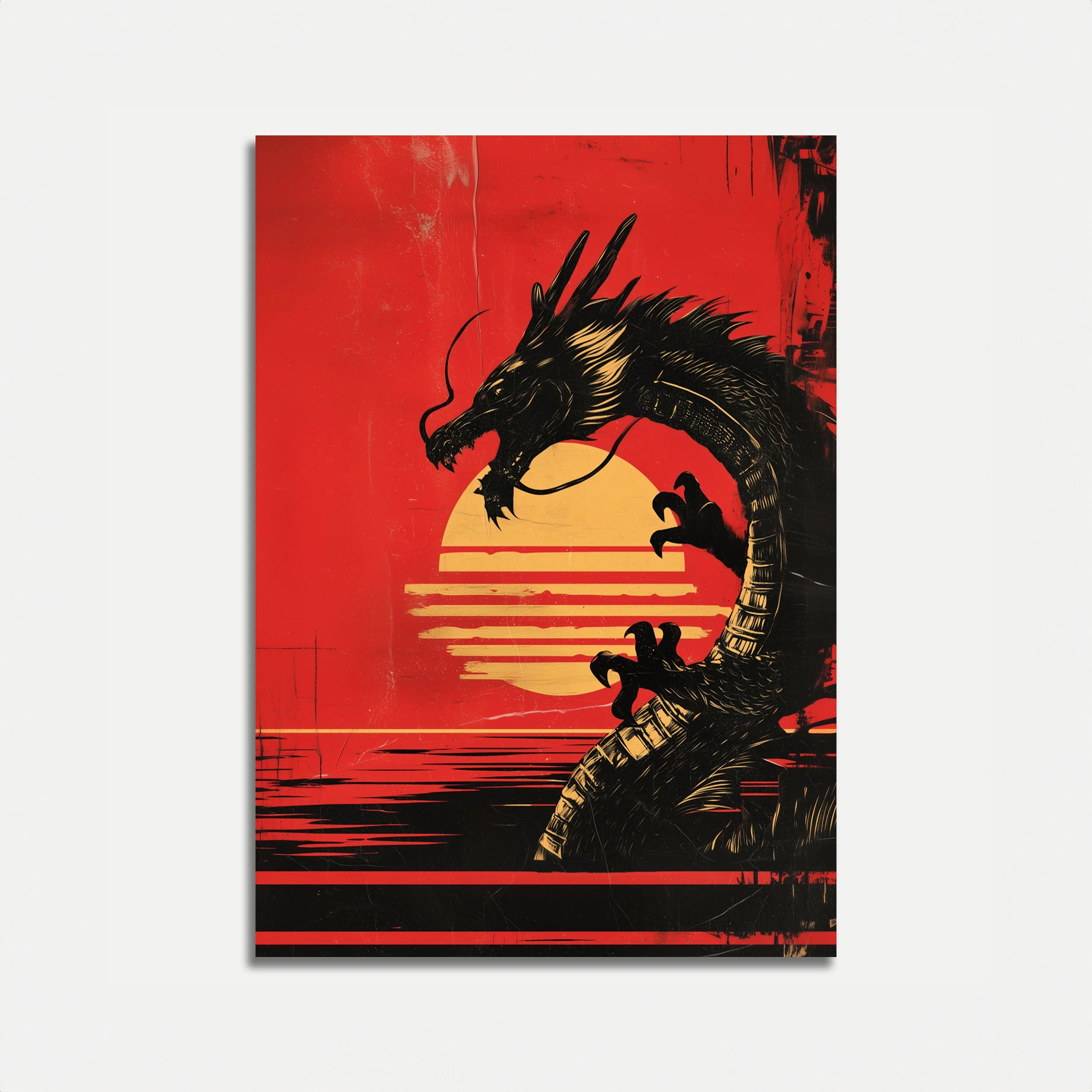 Crimson Dragon Sunset Poster