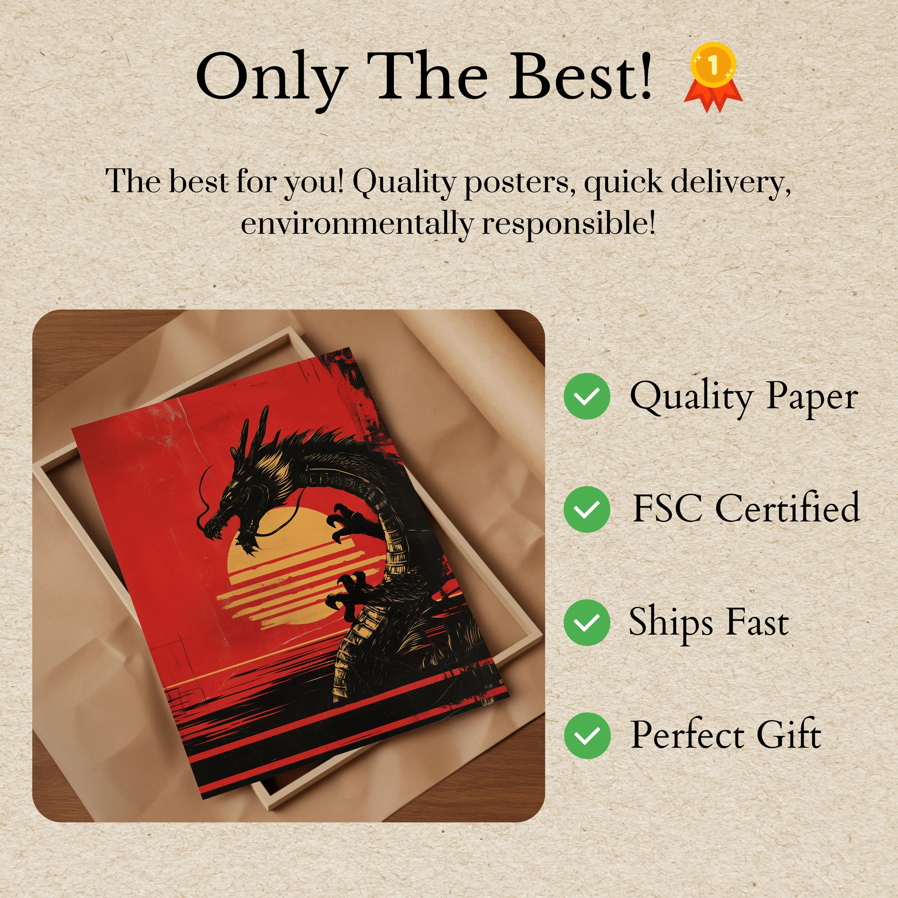 Crimson Dragon Sunset Poster - Image 3