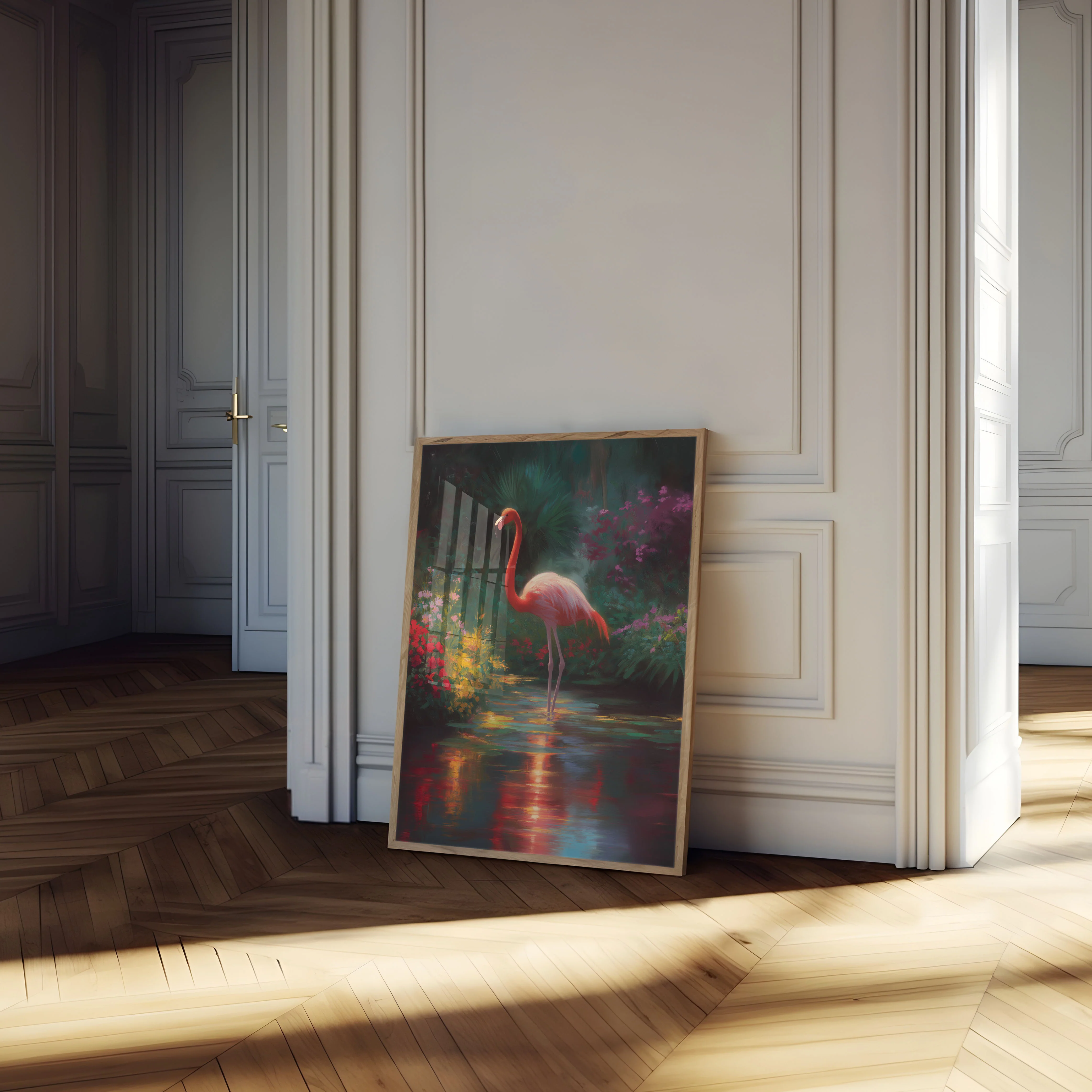 Crimson Flamingo Garden Poster - Image 4