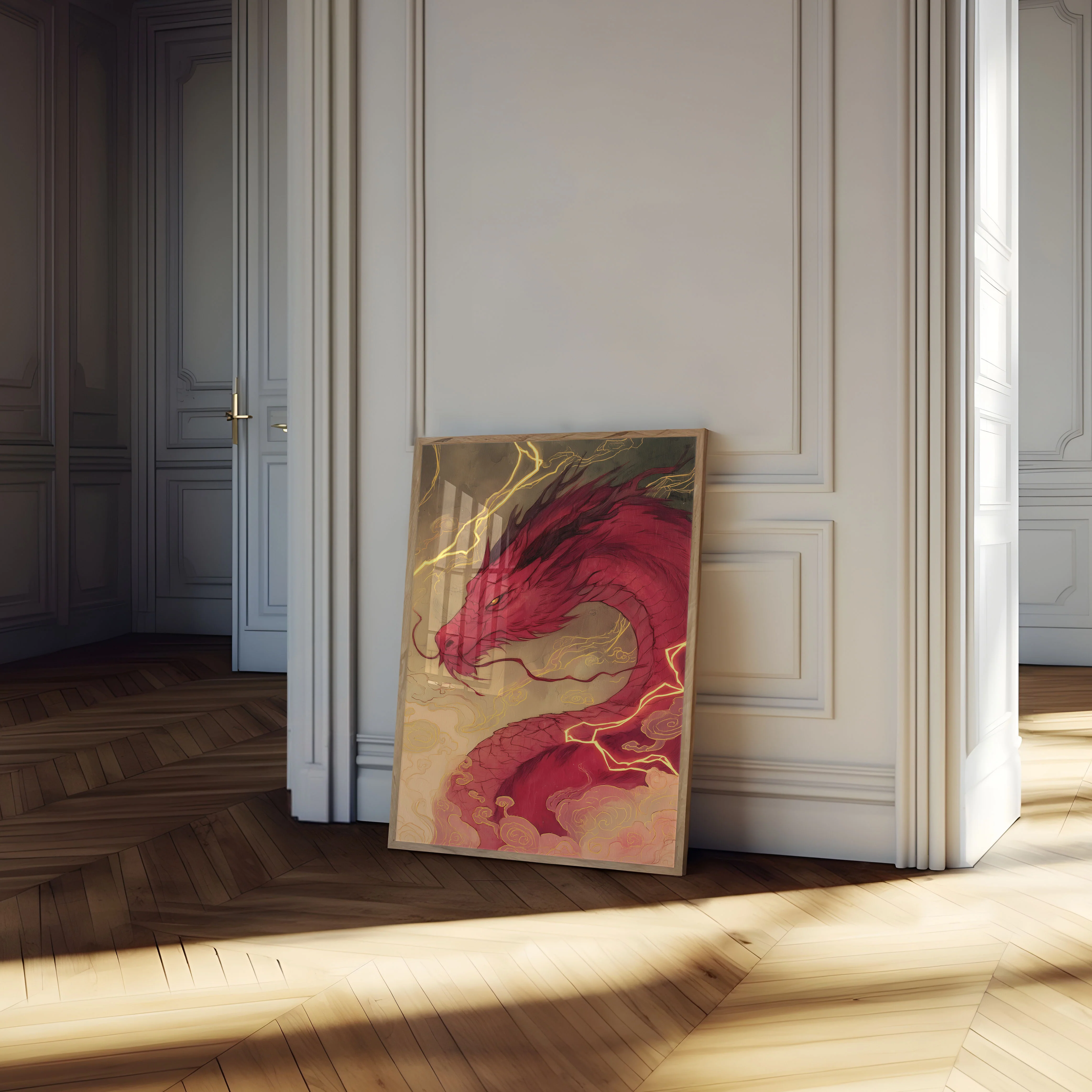 Crimson Lightning Dragon Poster - Image 4
