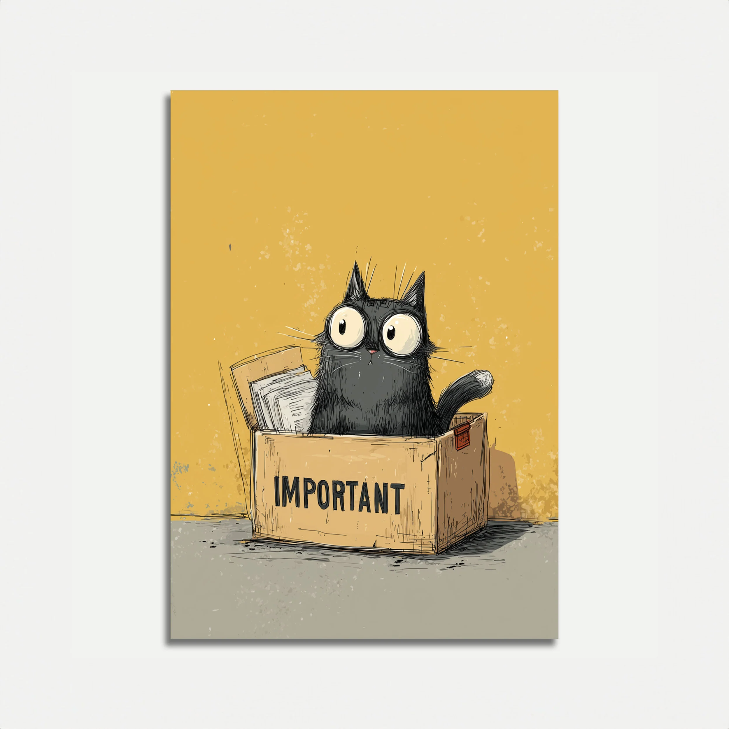 Curious Black Cat in Box Poster
