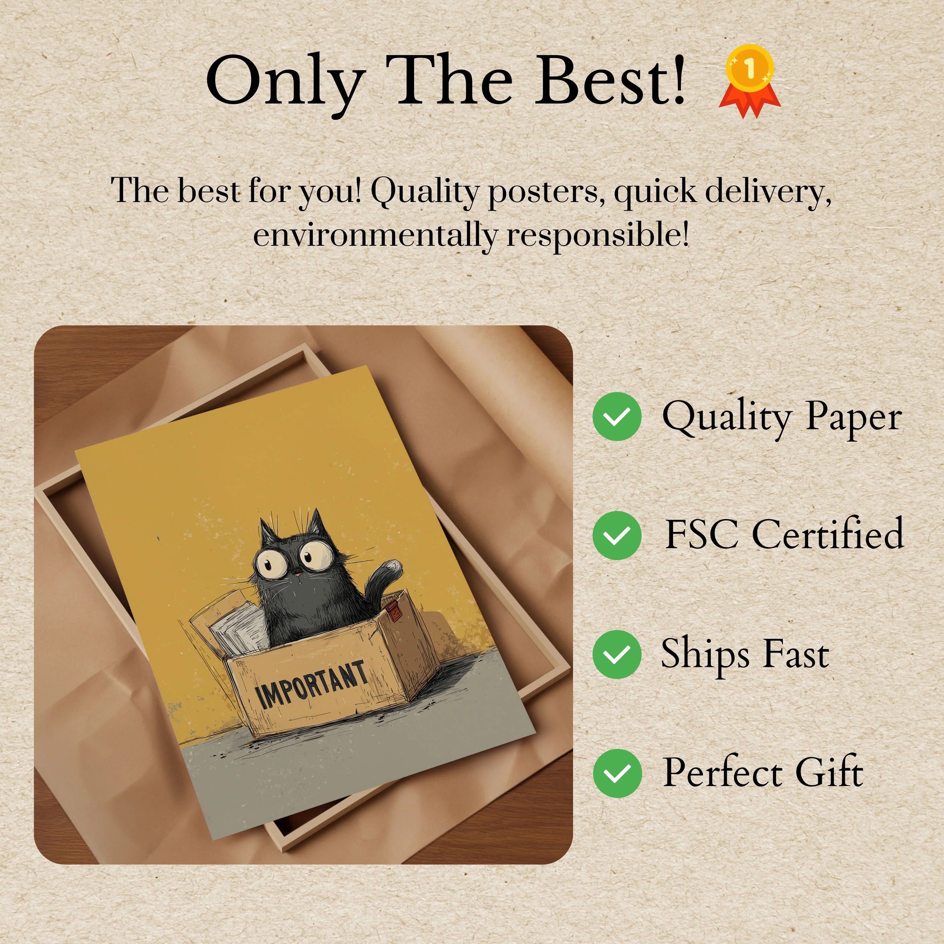Curious Black Cat in Box Poster - Image 3