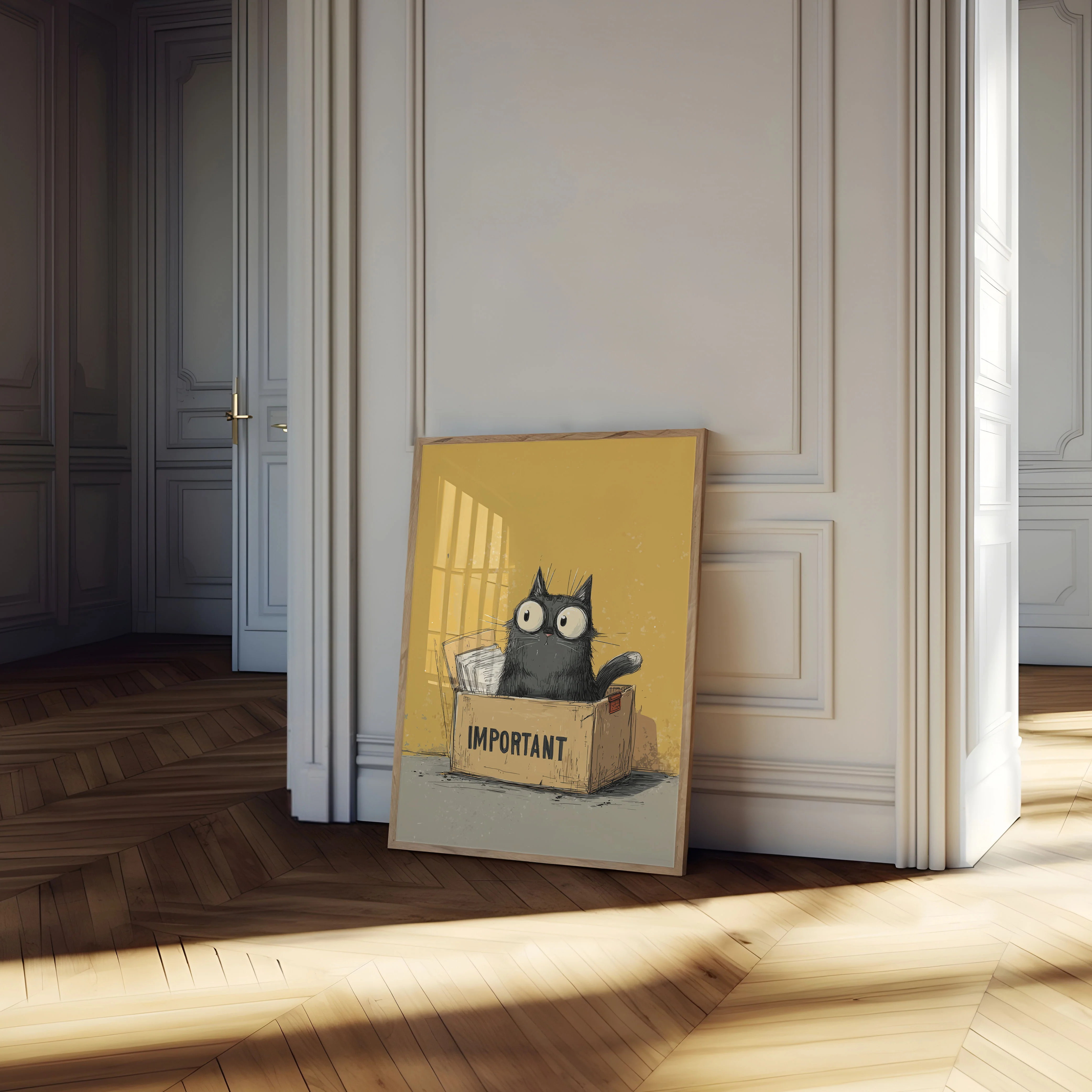 Curious Black Cat in Box Poster - Image 4