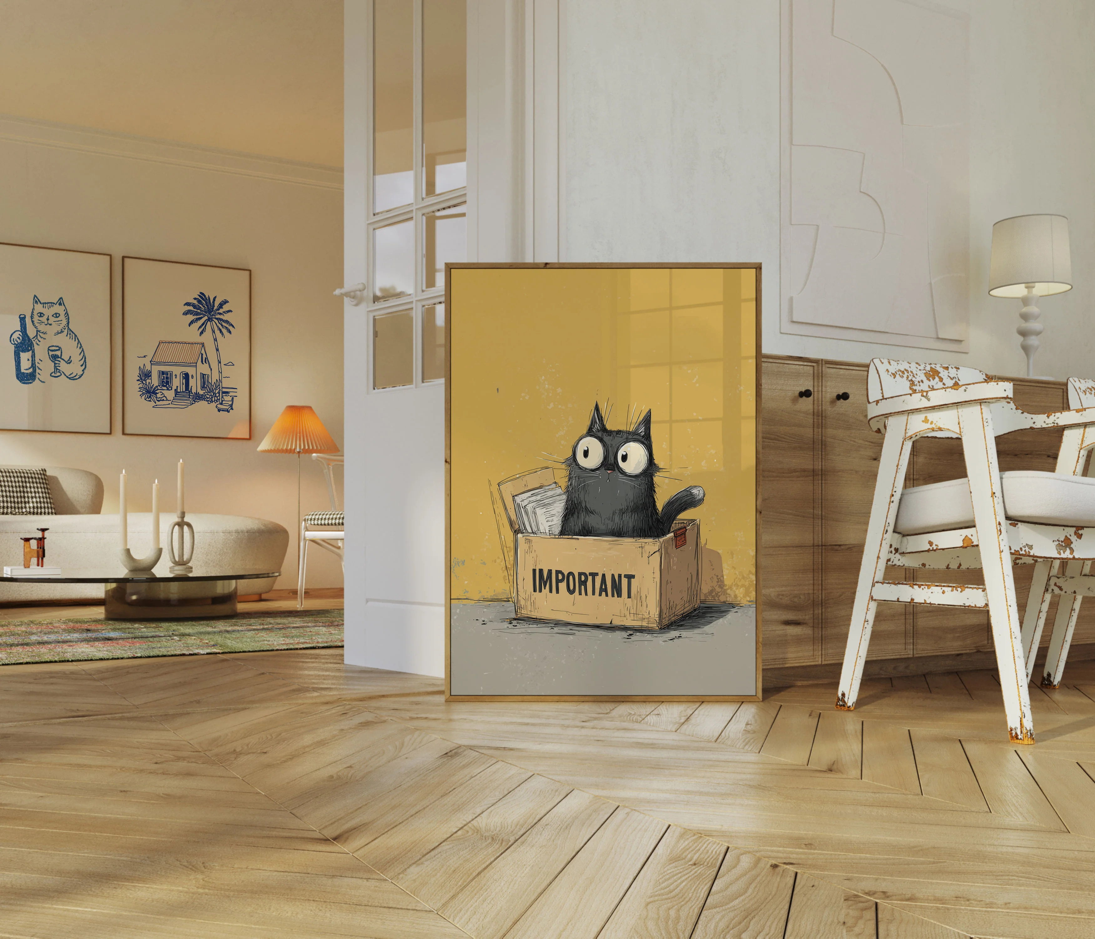 Curious Black Cat in Box Poster - Image 5