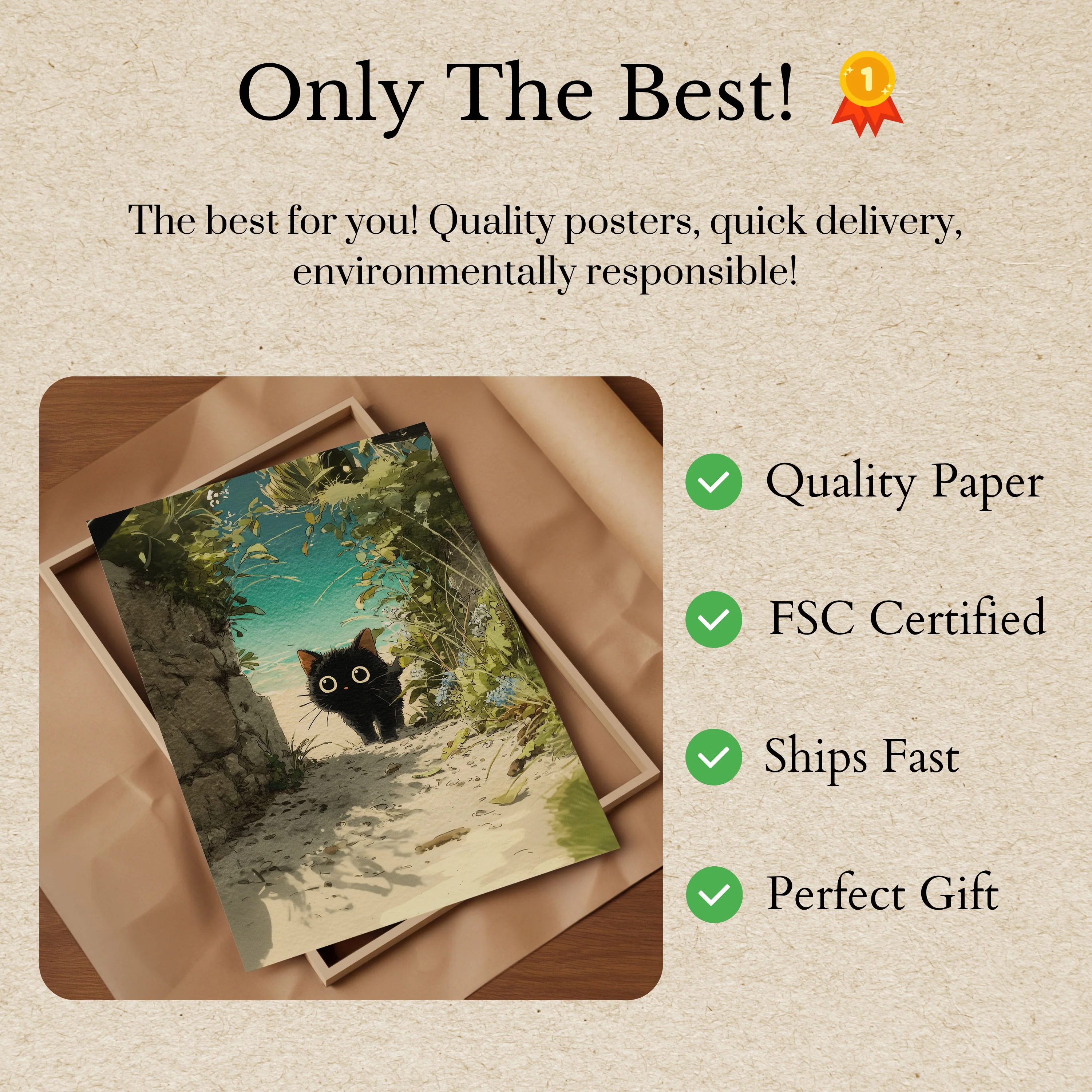 Curious Black Cat Poster - Image 3